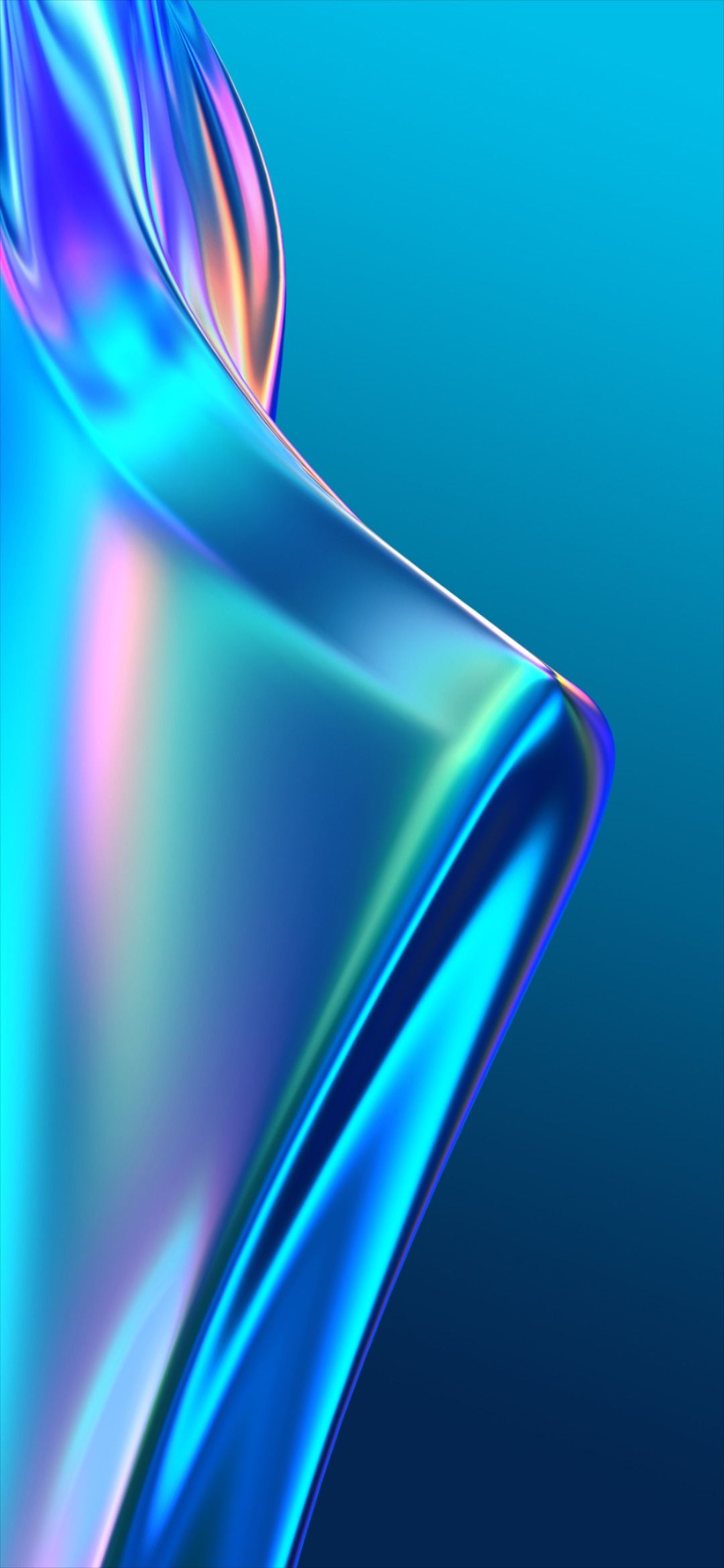 Onda astratta blu iridescente, 1080x2340 Full HD Verticale, Smartphone