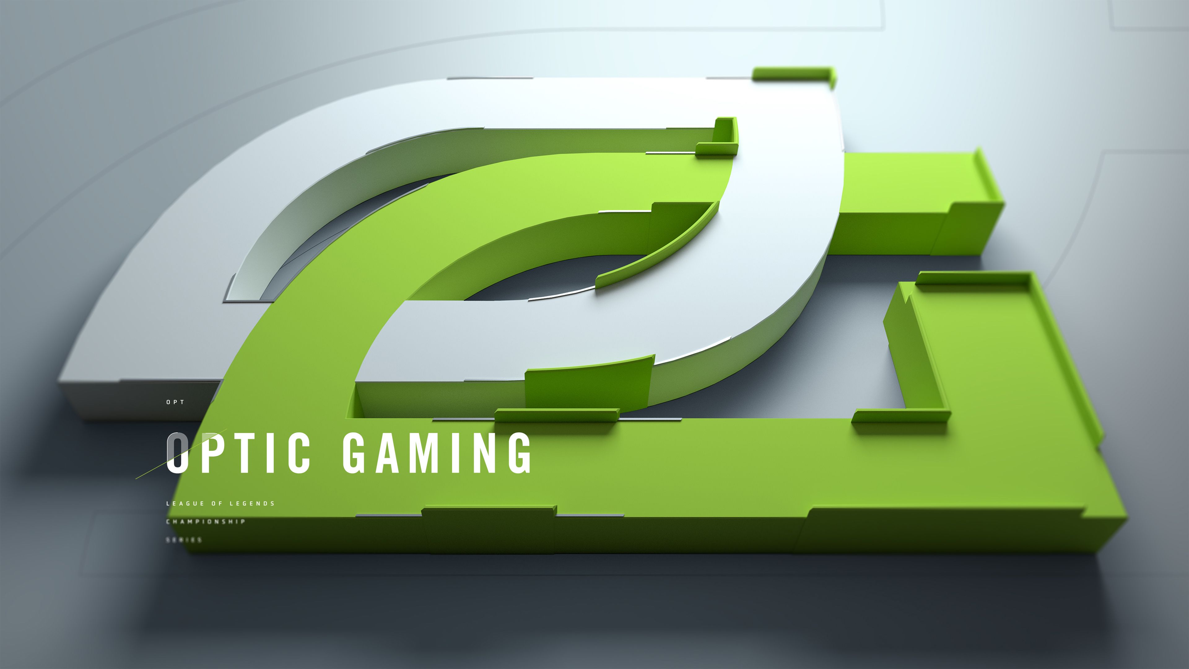 Logo OpTic Gaming 3D verde bianco, 3840x2160 UHD, PC 4K
