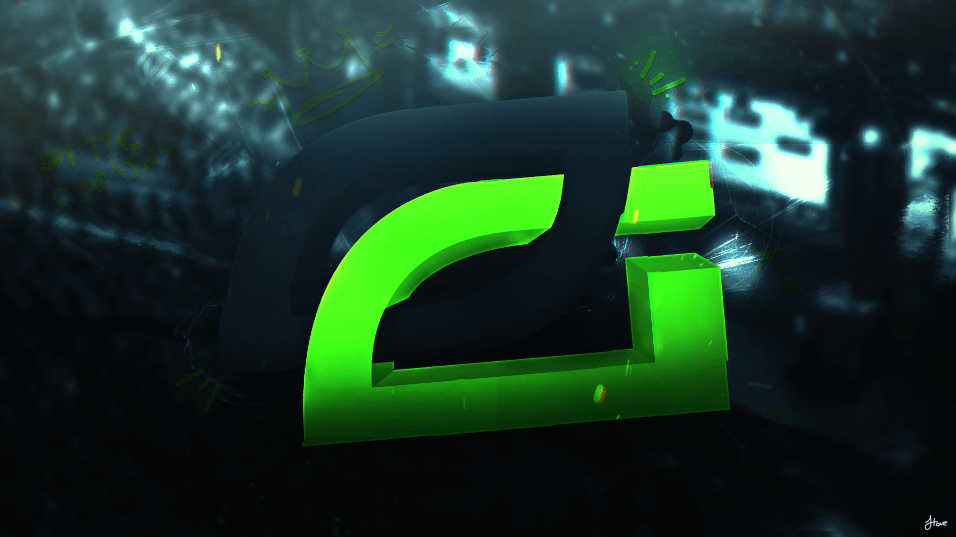 Logo OpTic Gaming verde nero, 1920x1080 Full HD 1080p, Desktop