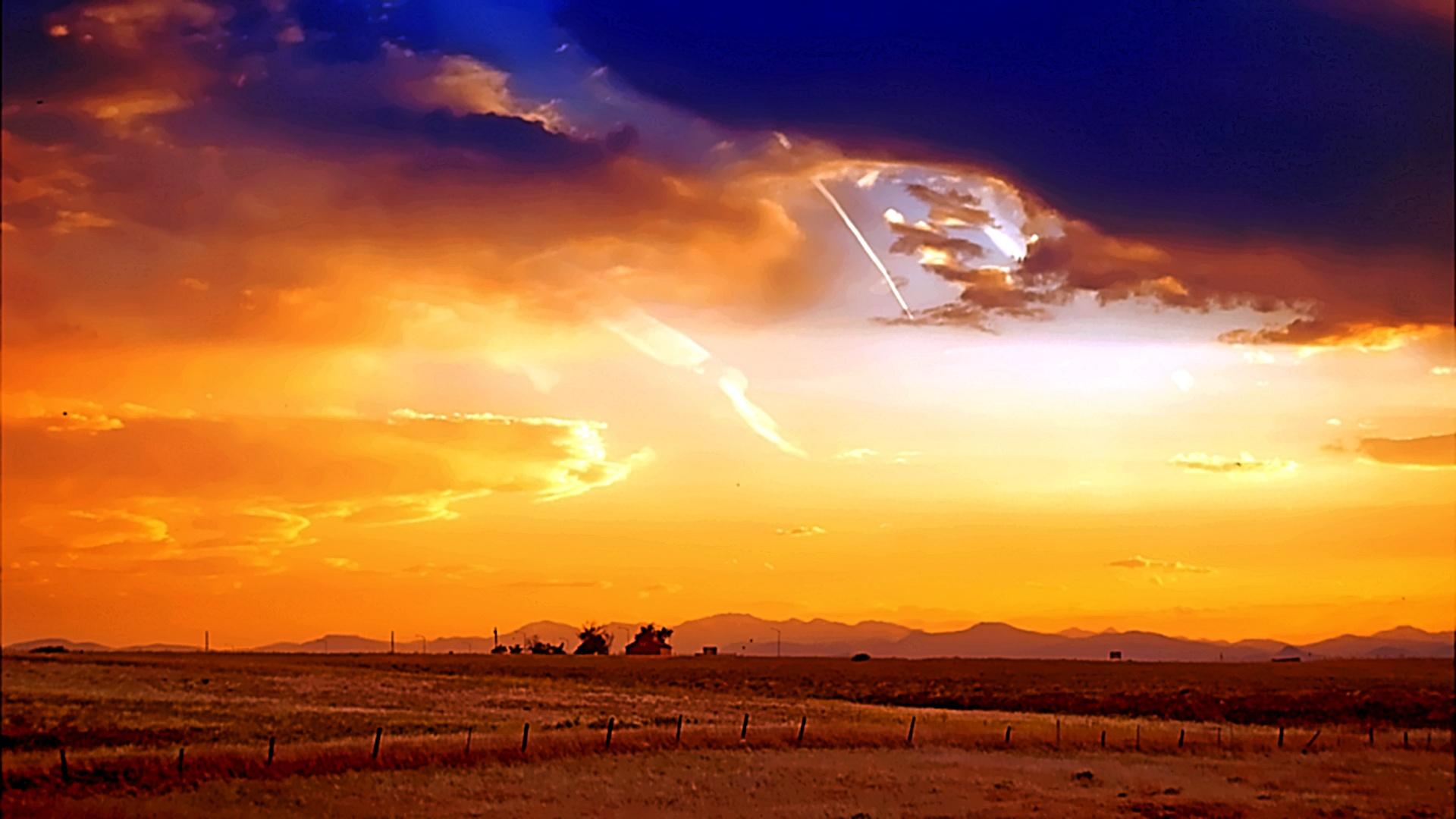 tramonto dorato con fulmine, 1920x1080 1080p, PC Desktop