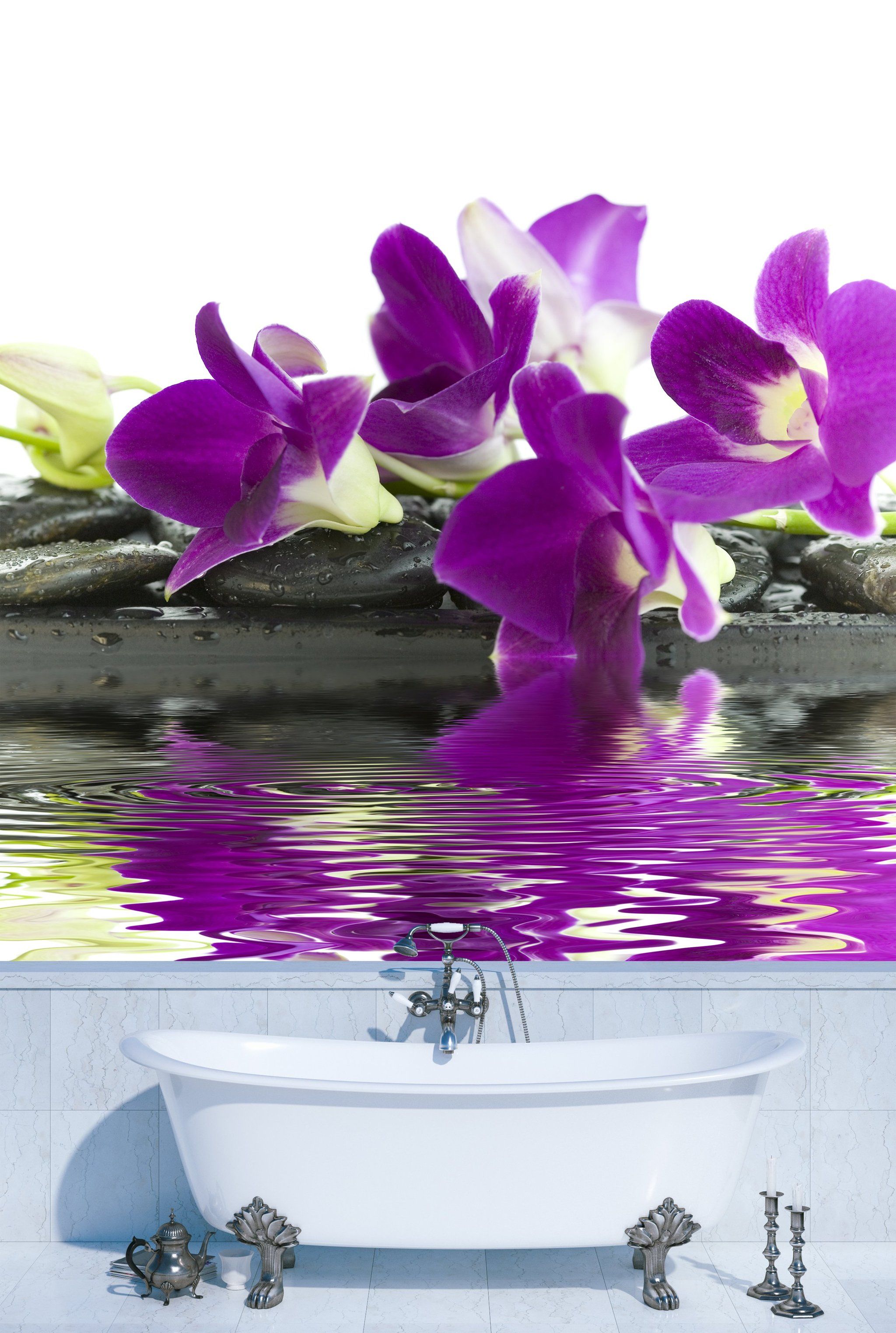 Orchidea viola su acqua, 2048x3047 Verticale, Telefono