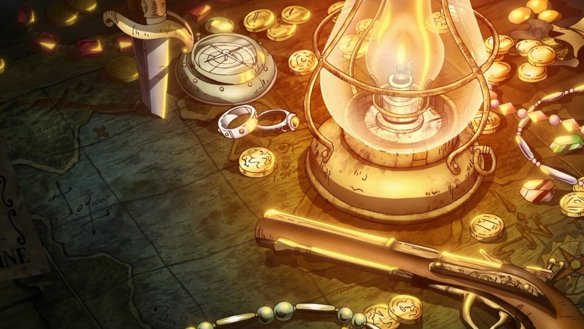 Tesoro pirata, lanterna e mappa, 1920x1080 Full HD 1080p, Desktop