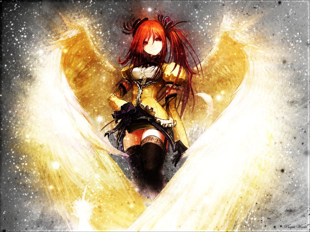 Fenice fiammeggiante dorata anime, 1280x800 720p, Laptop