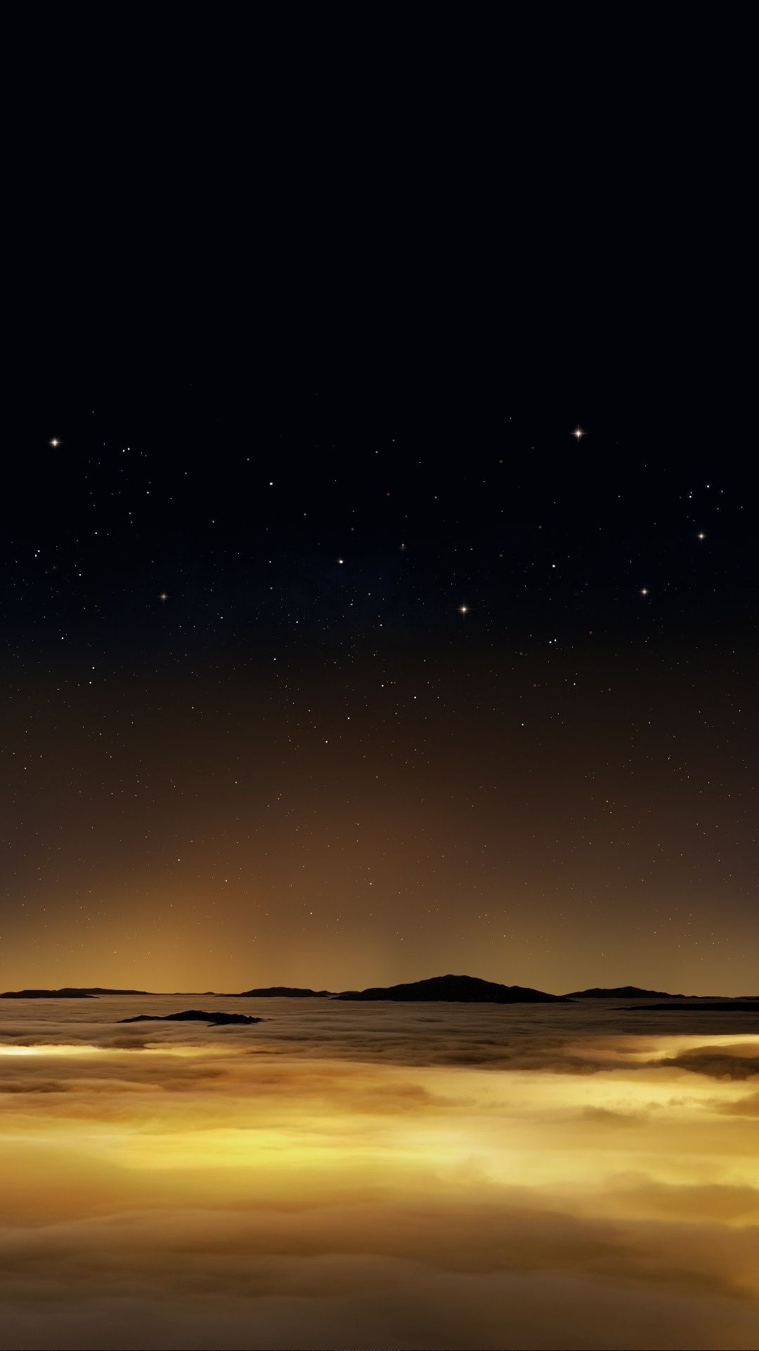 Paesaggio notturno dorato stellato, 1080x1920 Verticale, Mobile