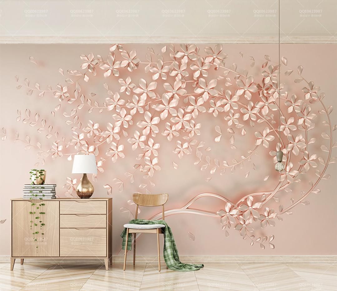 Fiori oro rosa 3D murale, 1080x931 HD, PC