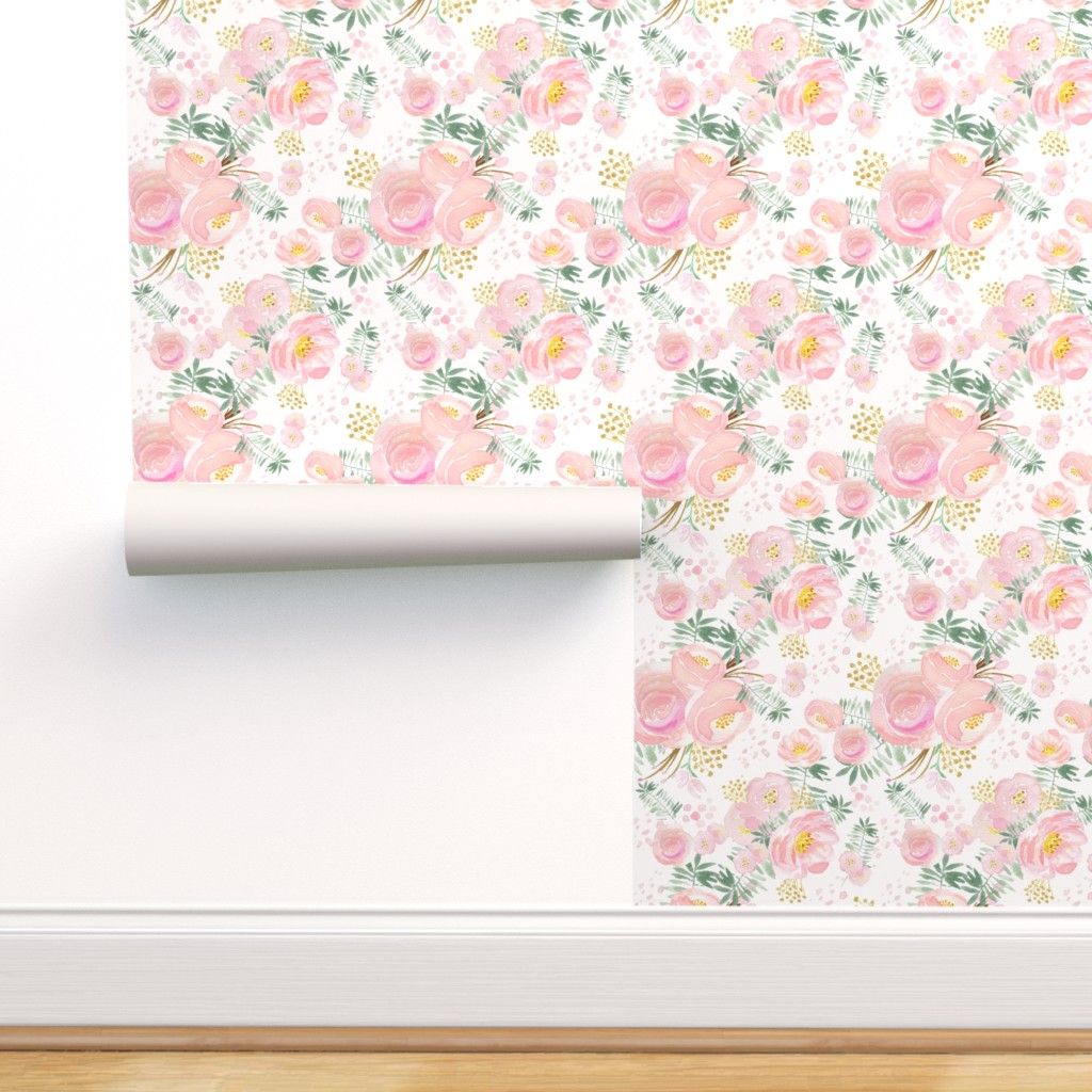 Fiori rosa acquerello con foglie, 1024x1024 HD, Laptop