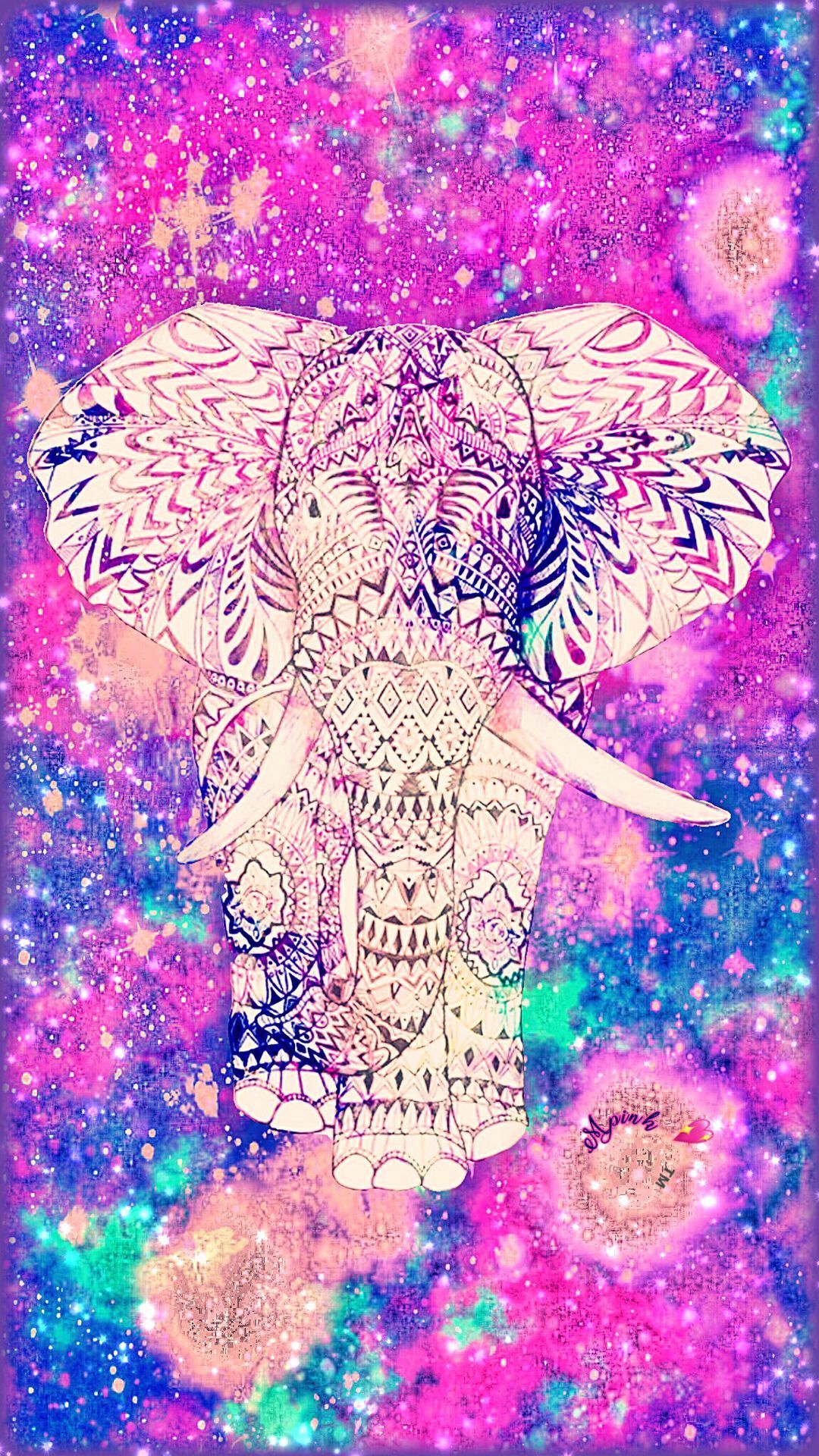 Elefante mandala galassia colorata, 1080x1920 Verticale, Mobile