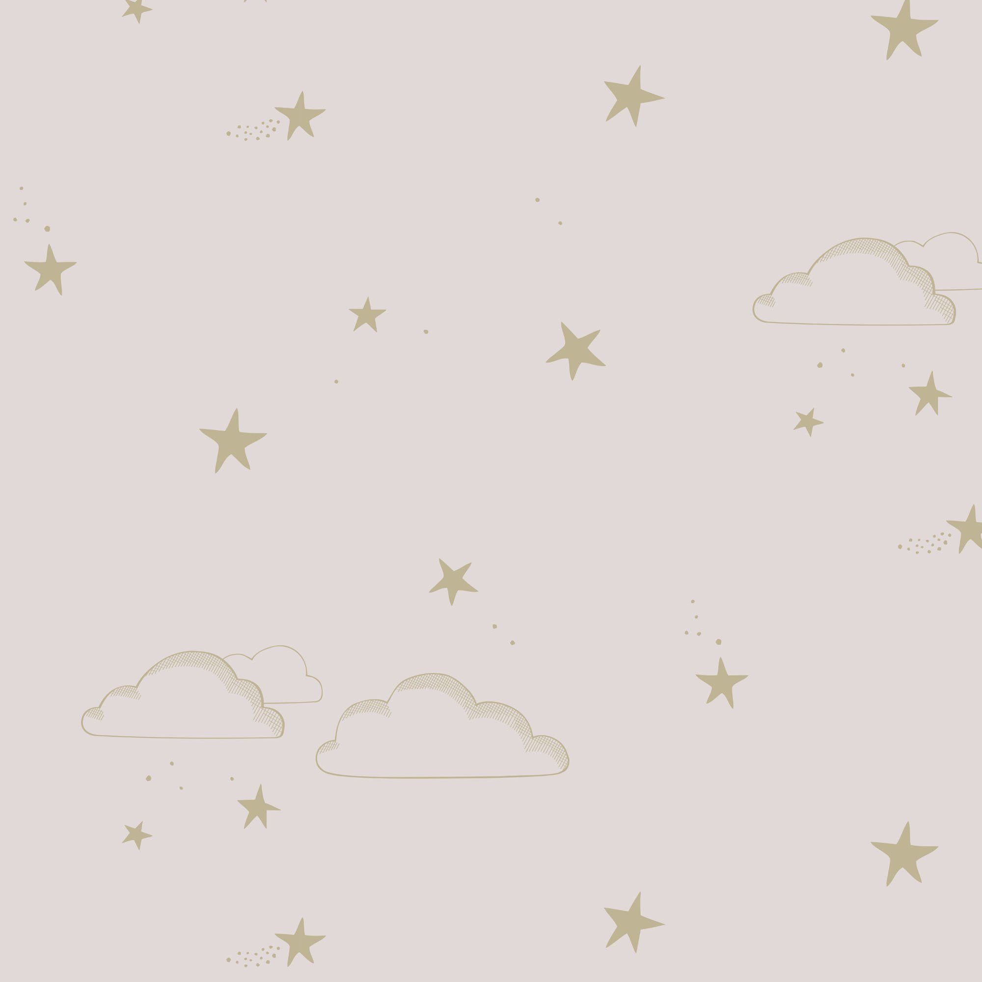 Stelle e nuvole dorate rosa, 2000x2000 Hi-Res, PC Desktop