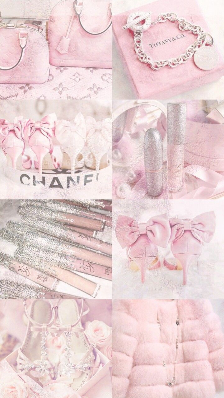 Collage rosa Chanel accessori, moda di lusso, 720x1280 Verticale, Telefono
