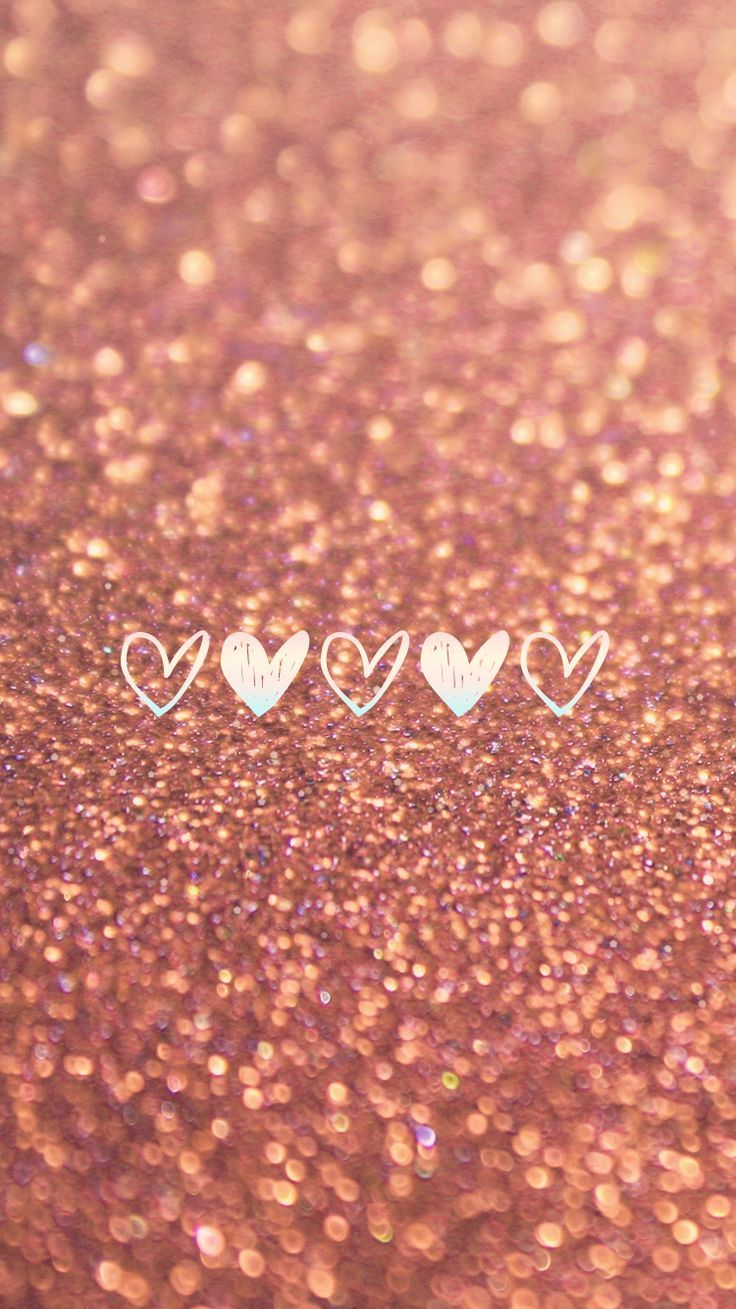 Glitter oro rosa con cuori, 736x1309 Verticale, Telefono