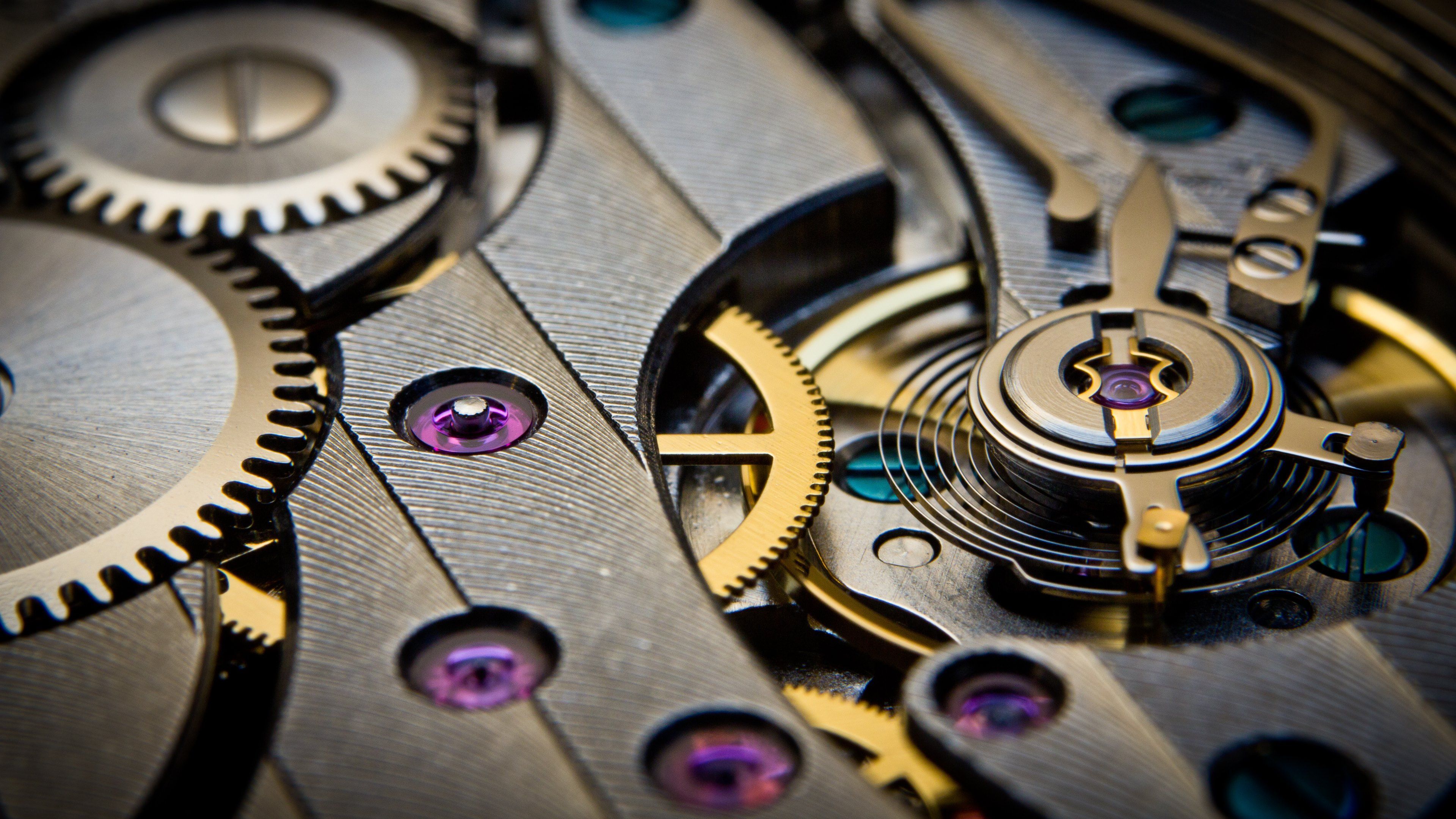 Meccanismo orologio ingranaggi dorati, 3840x2160 UHD, Monitor 4K