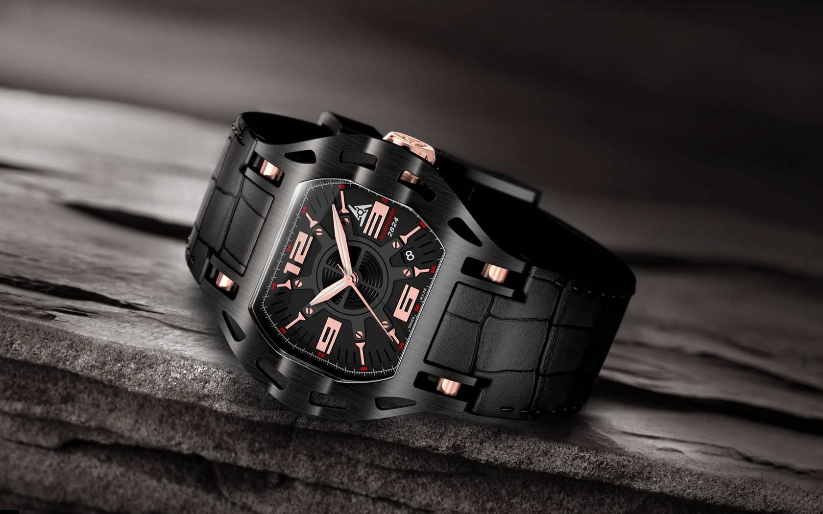 Orologio nero cronografo dettagli rosa, 1680x1050 HD, PC