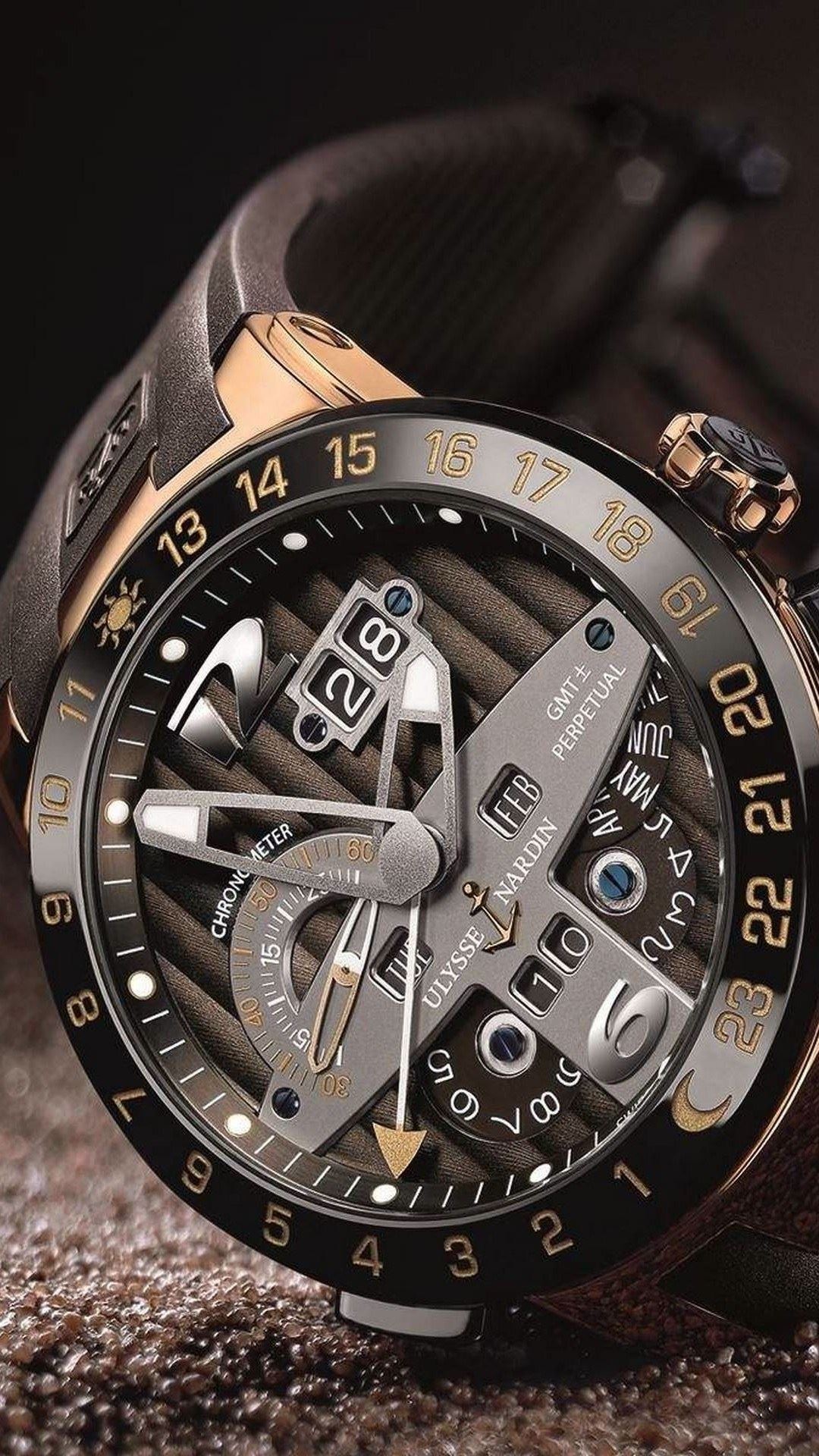 Orologio nero e oro dettaglio, 1080x1920 Verticale, Mobile