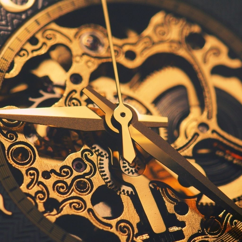 Meccanismo orologio dorato dettaglio, 1024x1024 HD, iMac