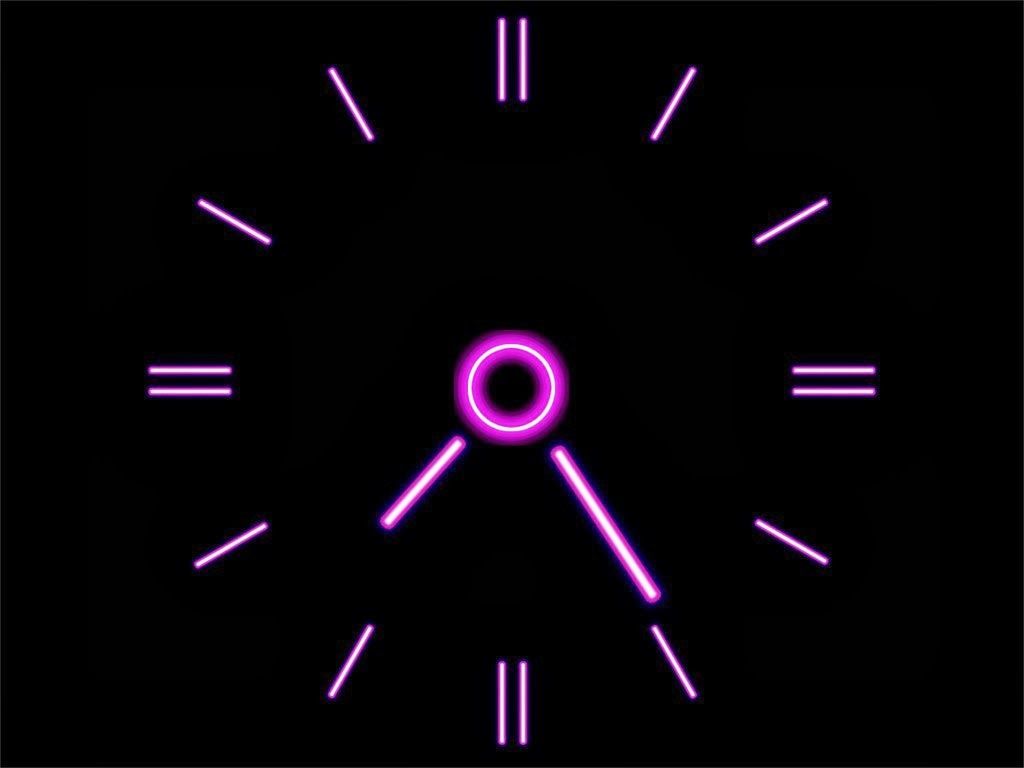 Orologio neon viola su nero, 1024x768 HD, PC