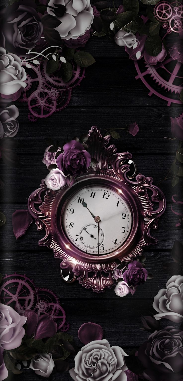 Orologio vintage con rose, 736x1528 Verticale, Mobile