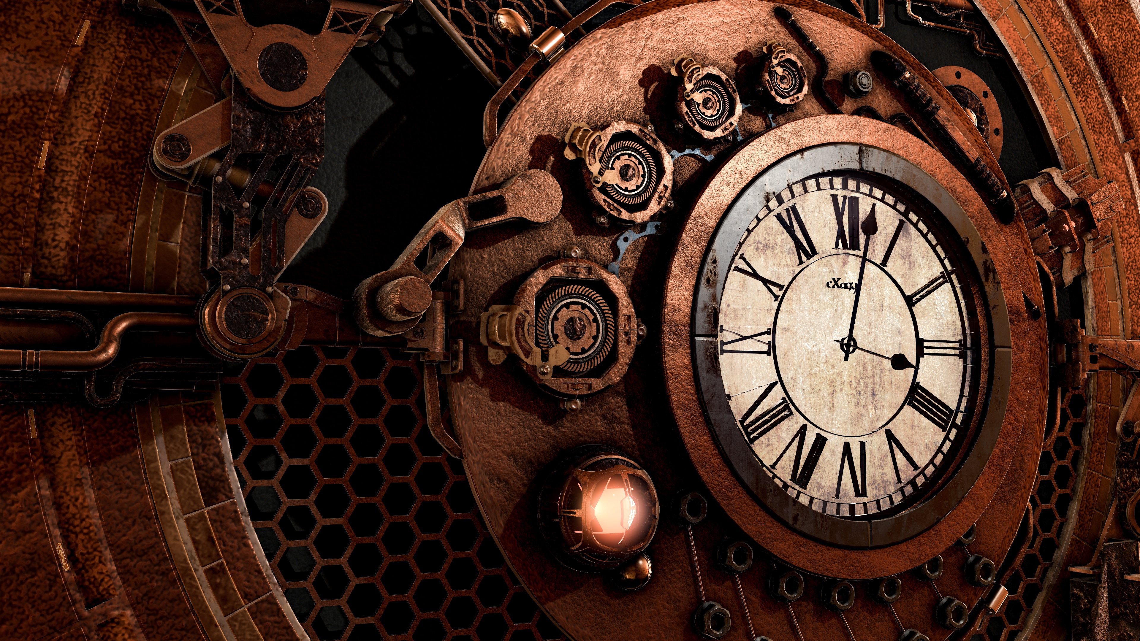 Orologio steampunk ingranaggi ottone, 3840x2160 Ultra HD, 4K TV