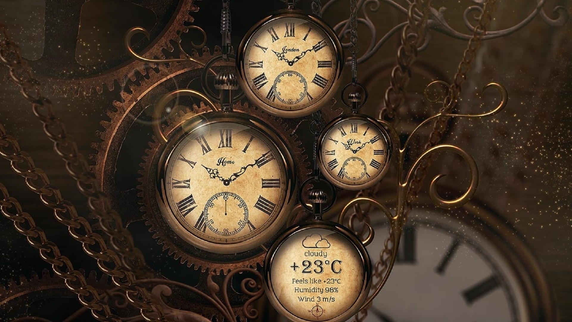 Orologi da tasca steampunk ingranaggi, 1920x1080 Full HD 1080p, PC Desktop