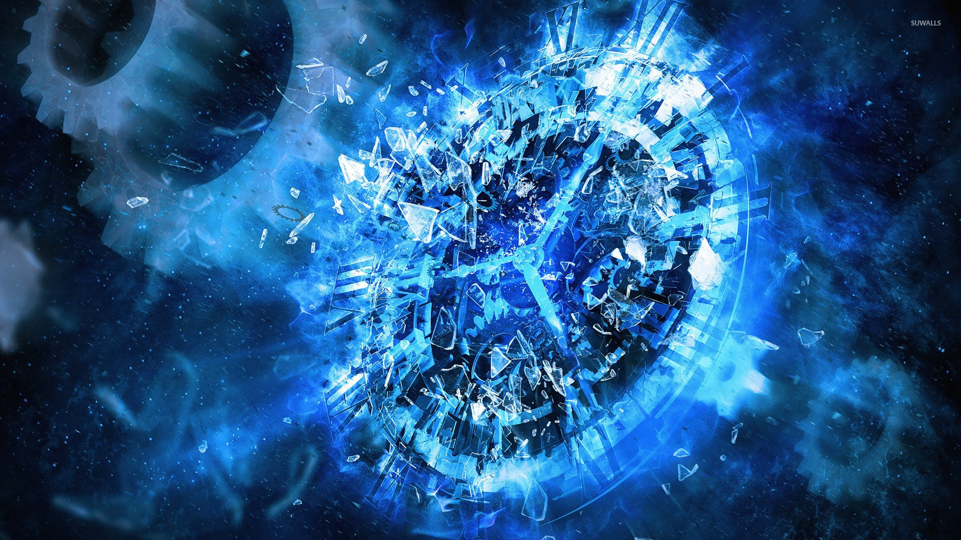 Orologio frantumato blu spaziale, 1920x1080 1080p, Laptop