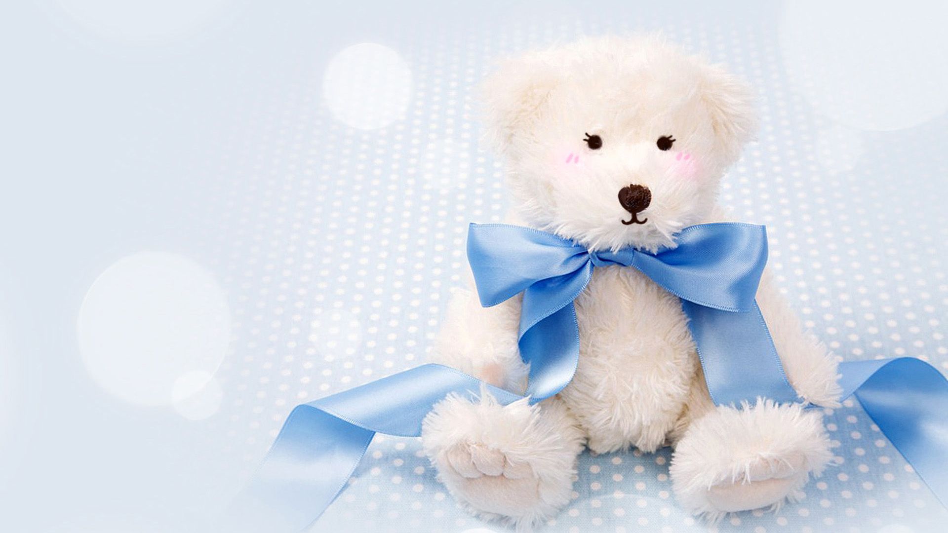 Orsetto peluche bianco fiocco blu, 1920x1080 1080p, Desktop