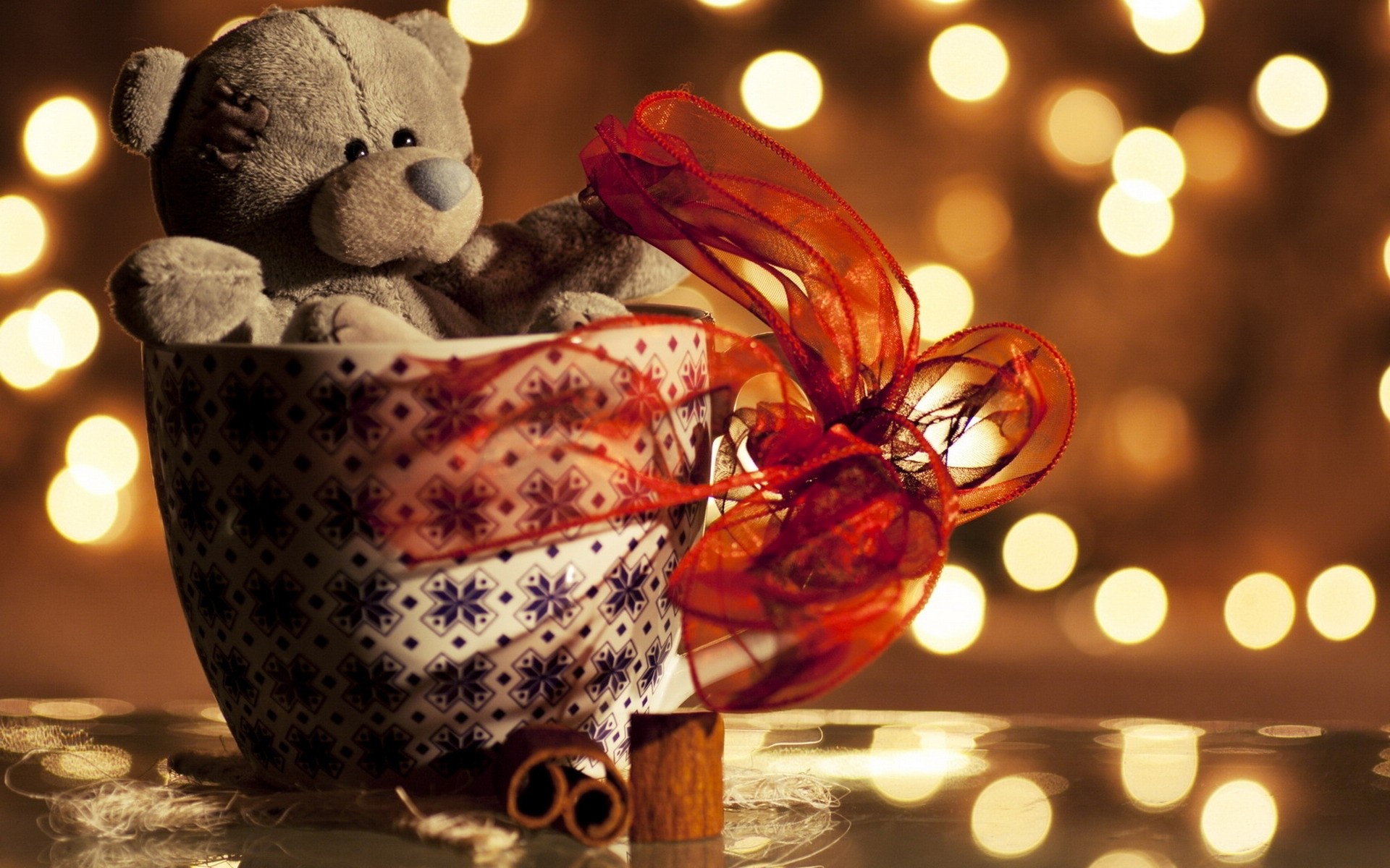 Orsetto peluche in tazza decorata, 1920x1200 Full HD+ WUXGA, Desktop