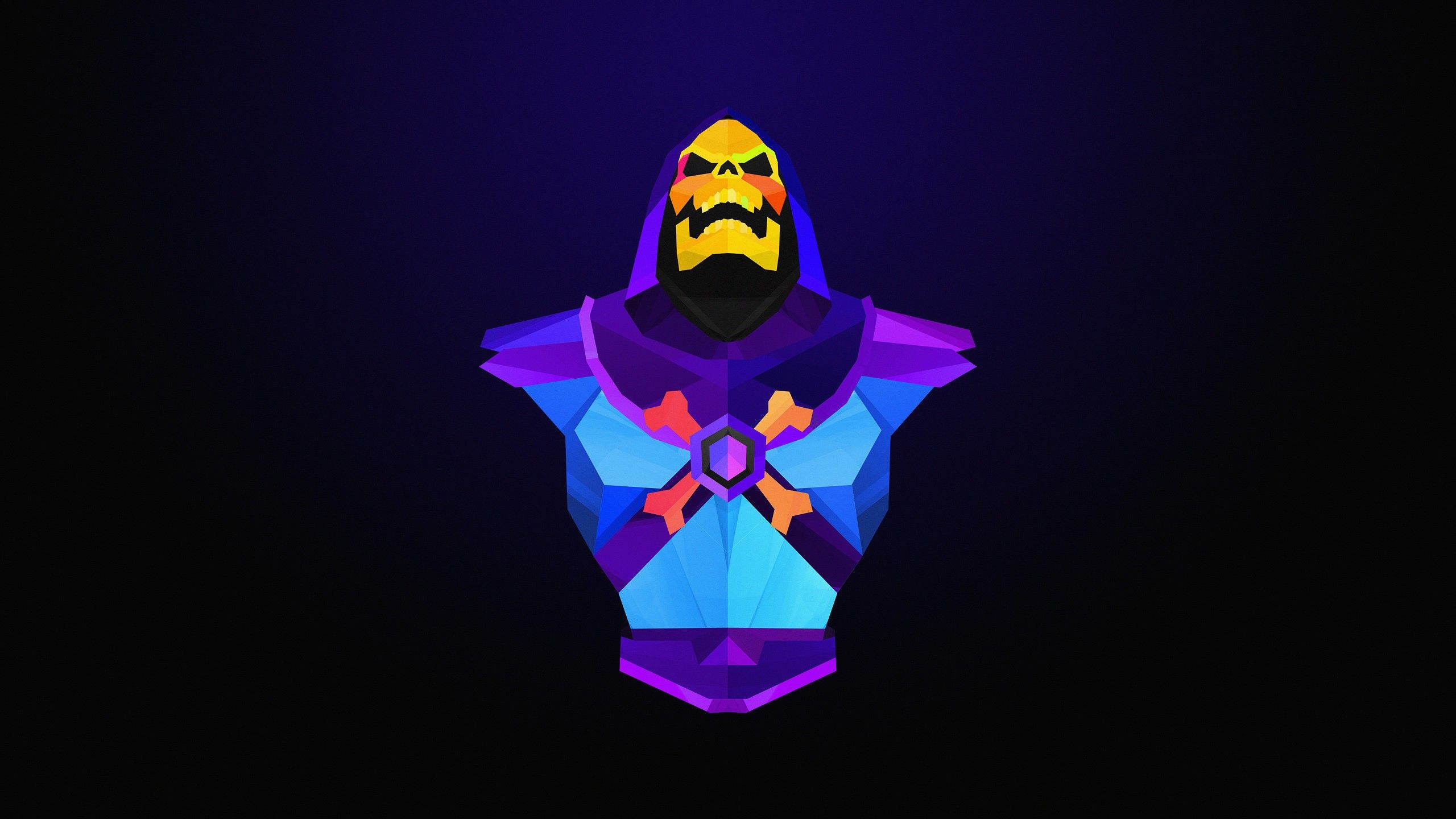Skeletor low poly viola, 2560x1440 QHD, Laptop