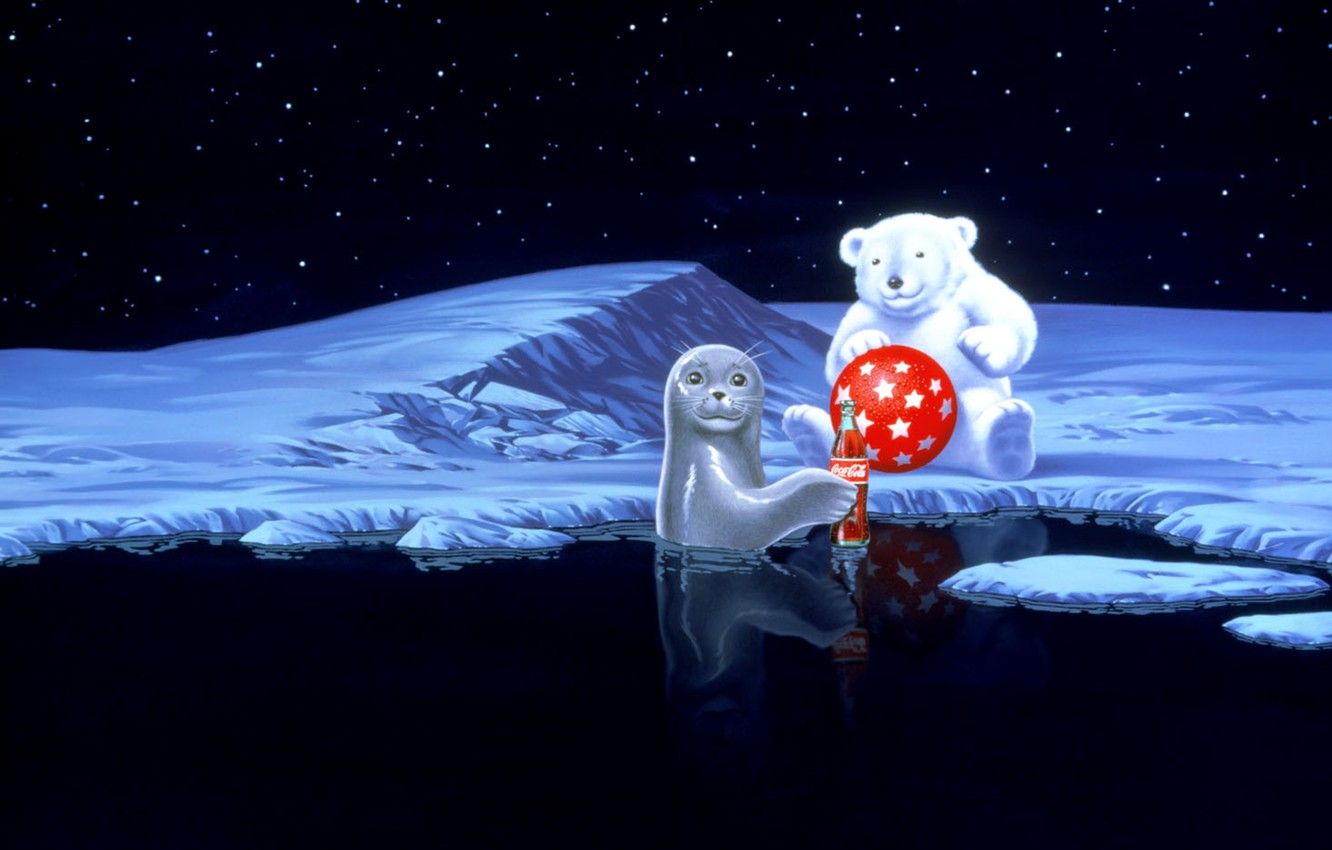 Orso polare Coca-Cola e foca, bevanda gassata, 1332x850 HD, Desktop