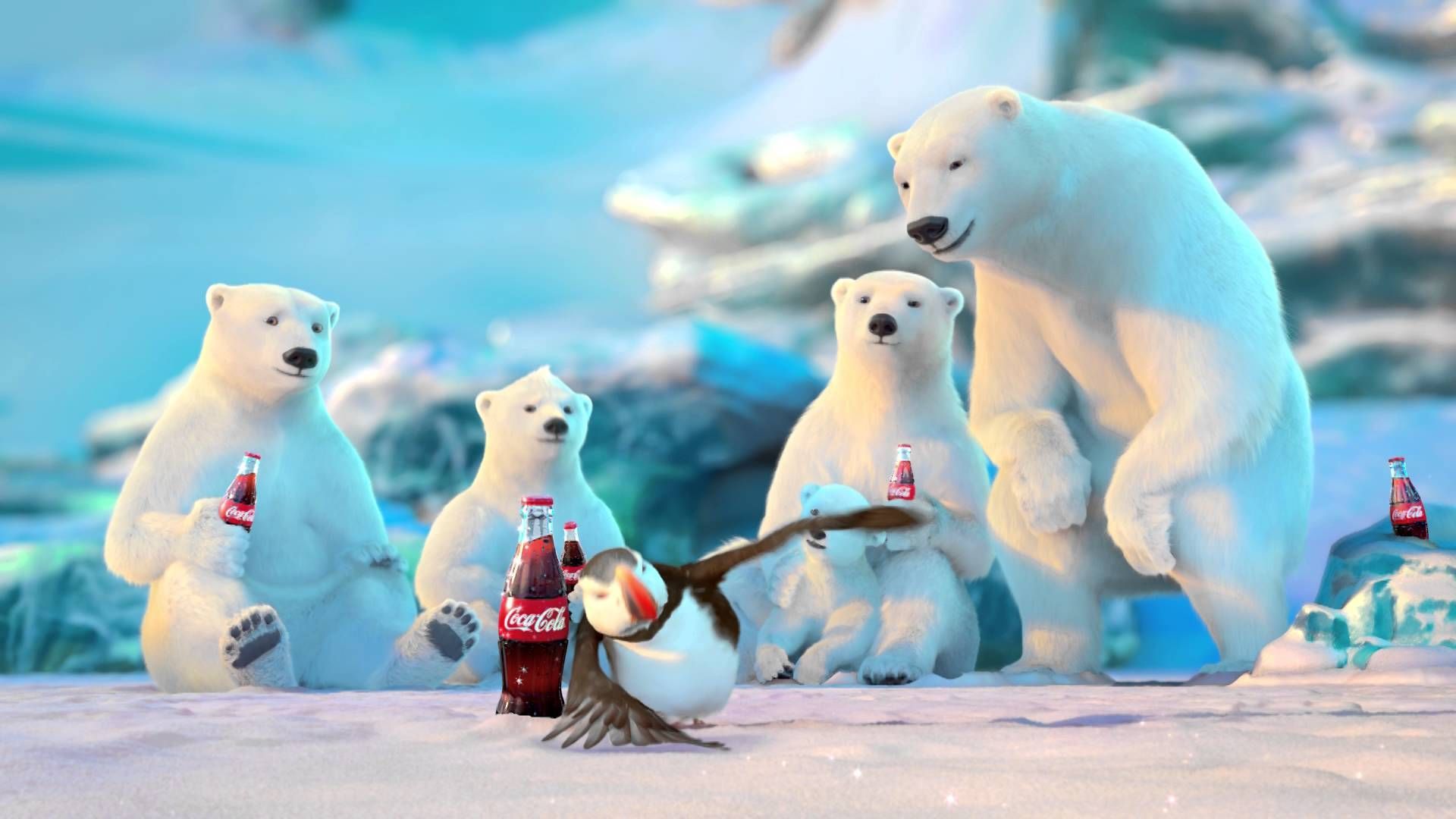 Orsi polari Coca-Cola sul ghiaccio, 1920x1080 1080p, Laptop