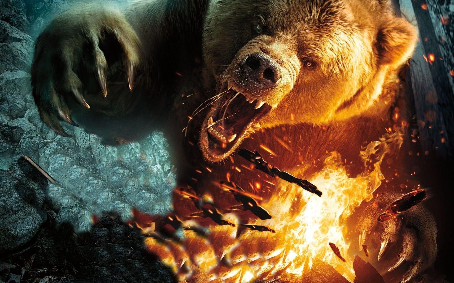 Orso ruggente con fuoco, 1920x1200 WUXGA, iMac