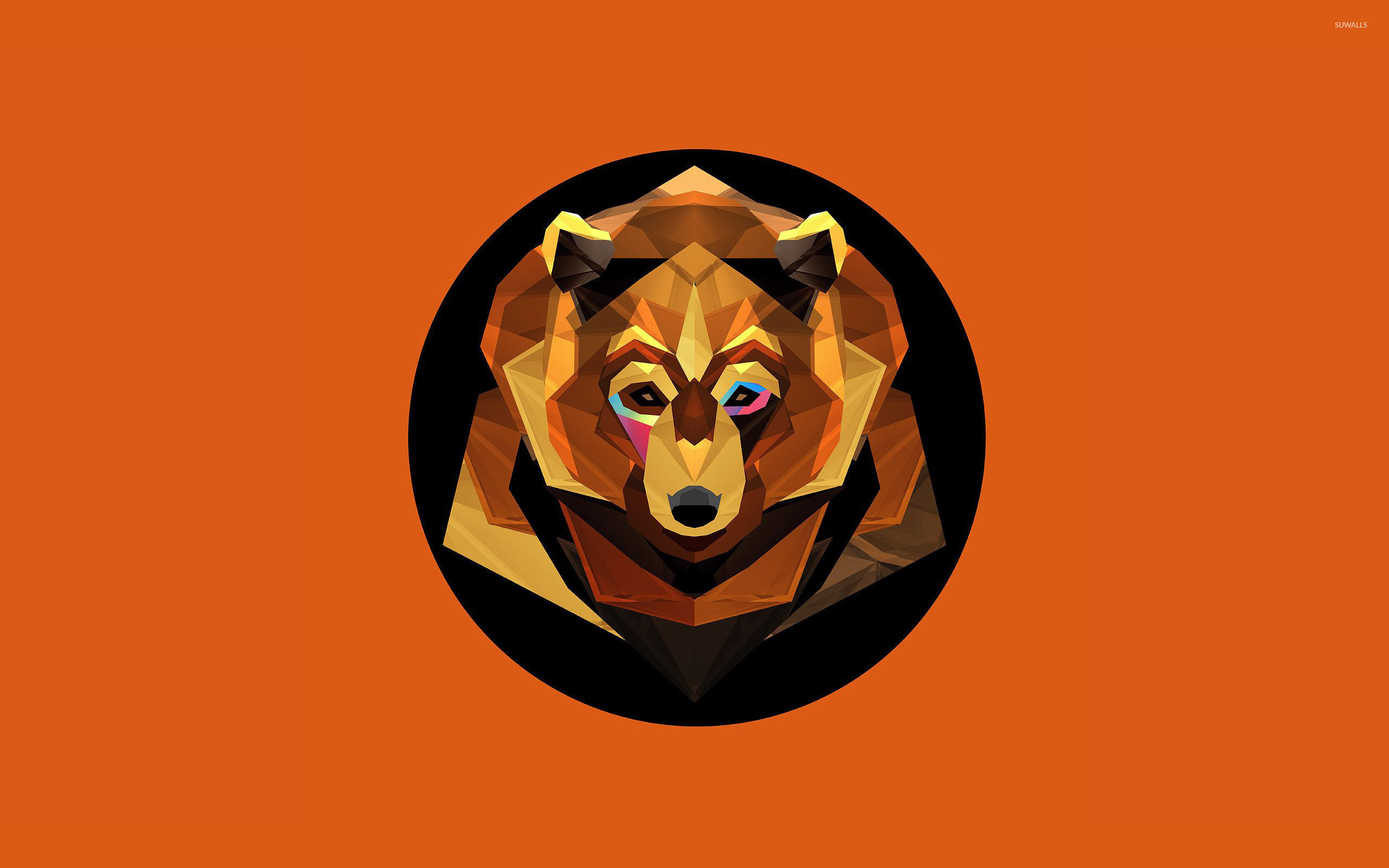 Orso geometrico low poly arancione, 2560x1600 WQXGA, Desktop