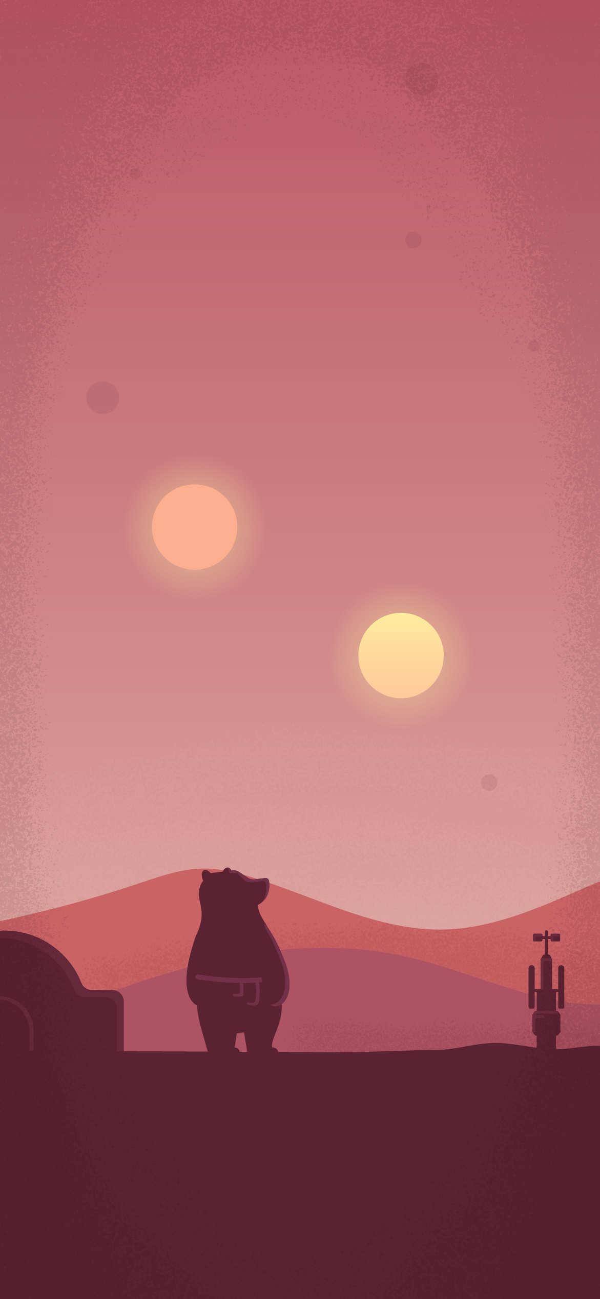Orso silhouette due soli rosa, 1171x2533 Full HD Verticale, Google Pixel