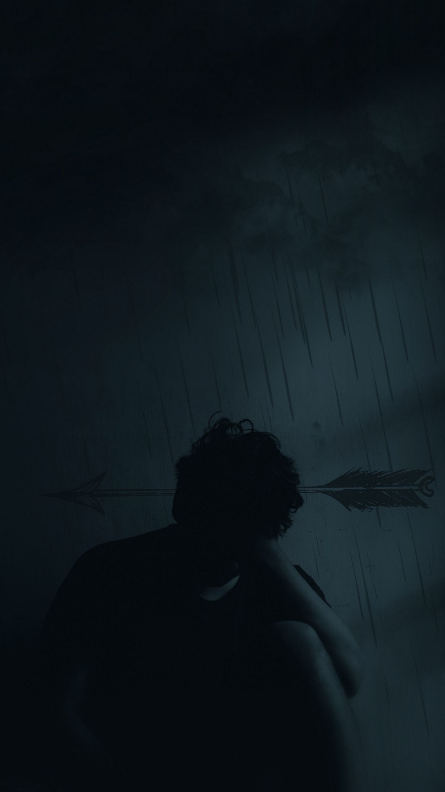 Silhouette uomo freccia pioggia, 1440x2560 Full HD Verticale, iPhone