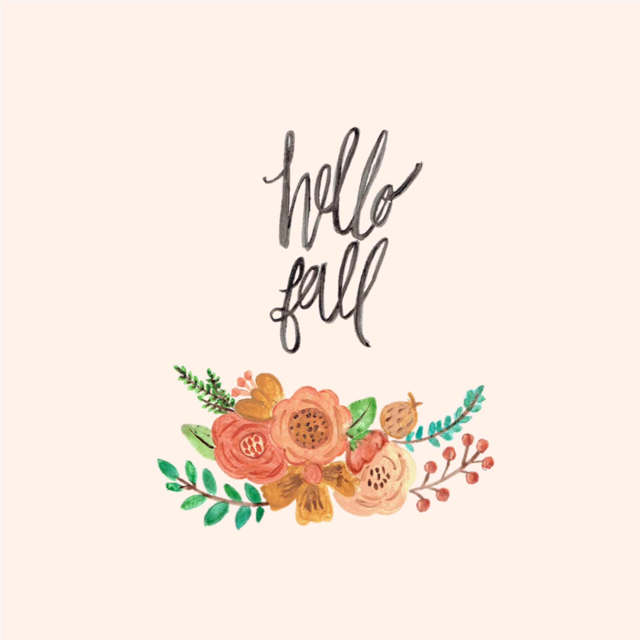 Hello Fall fiori acquerello, 2133x2133 alta risoluzione, iMac
