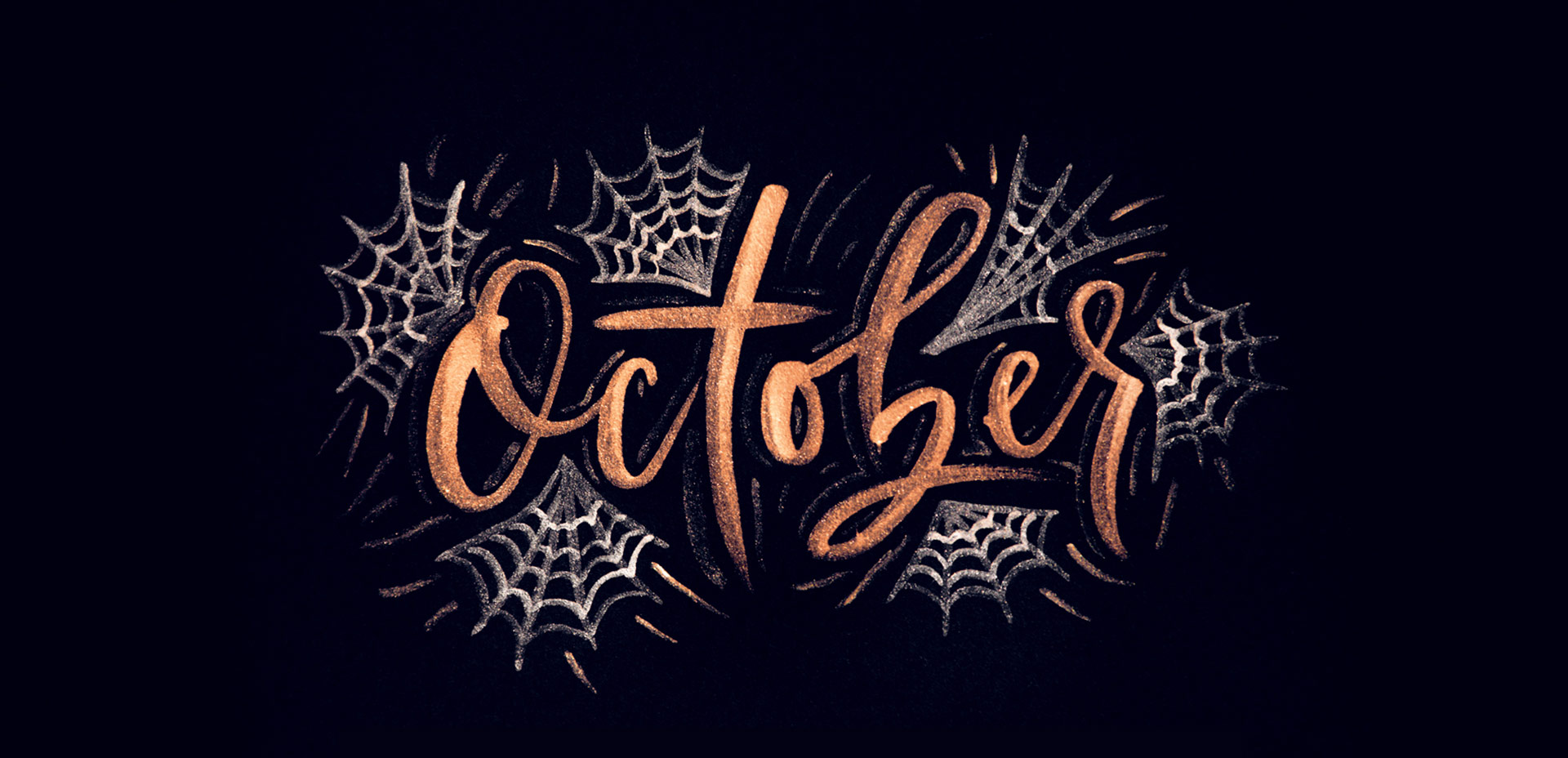 Scritta October con ragnatele, 1920x928 Full HD 1080p, Desktop
