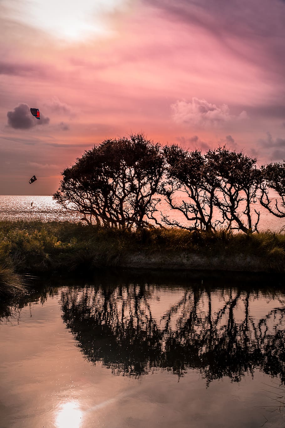 Tramonto rosa Outer Banks kitesurf, 910x1365 Full HD Verticale, Smartphone