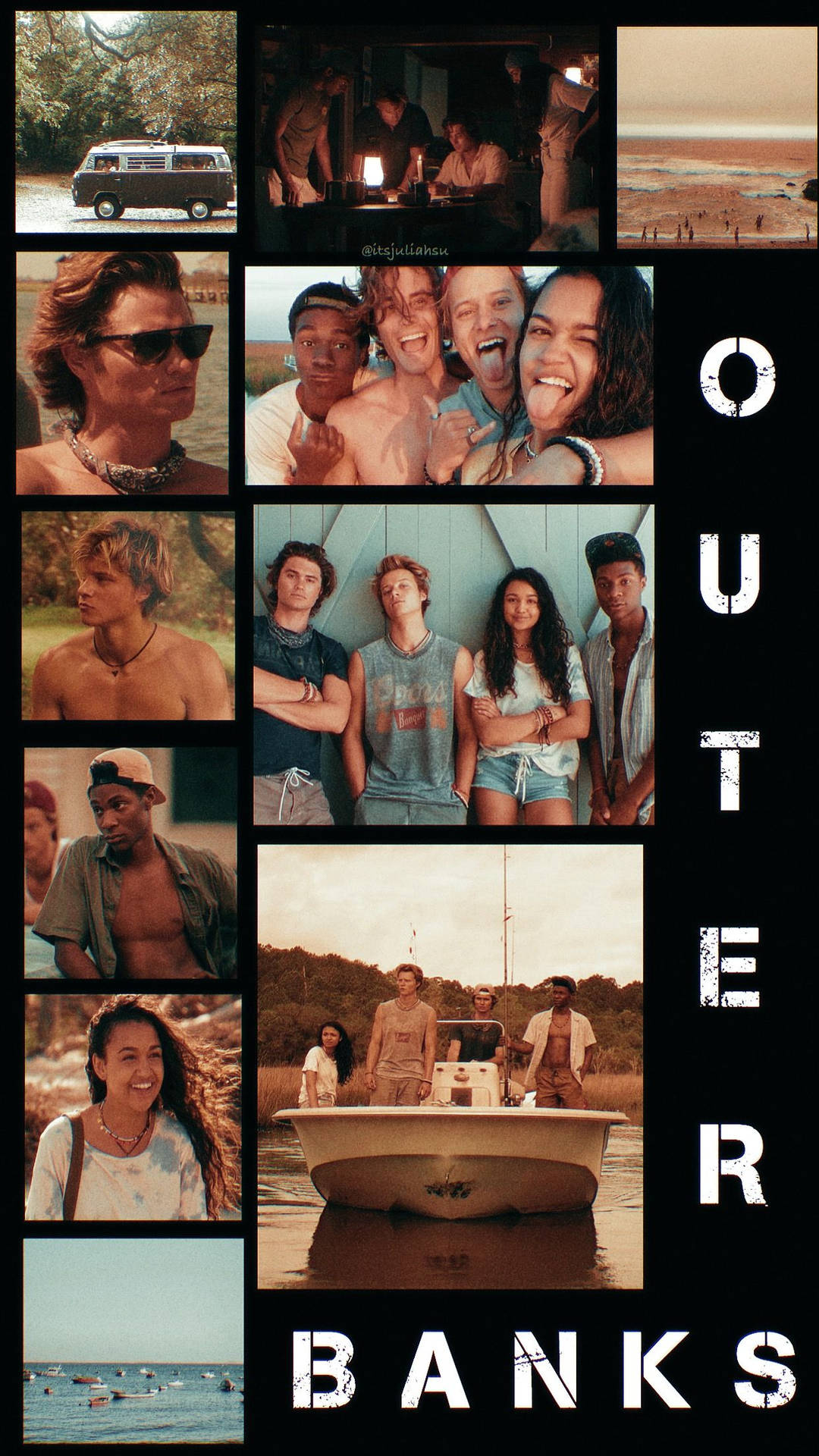 Outer Banks collage personaggi, 1080x1920 Full HD Verticale, Smartphone