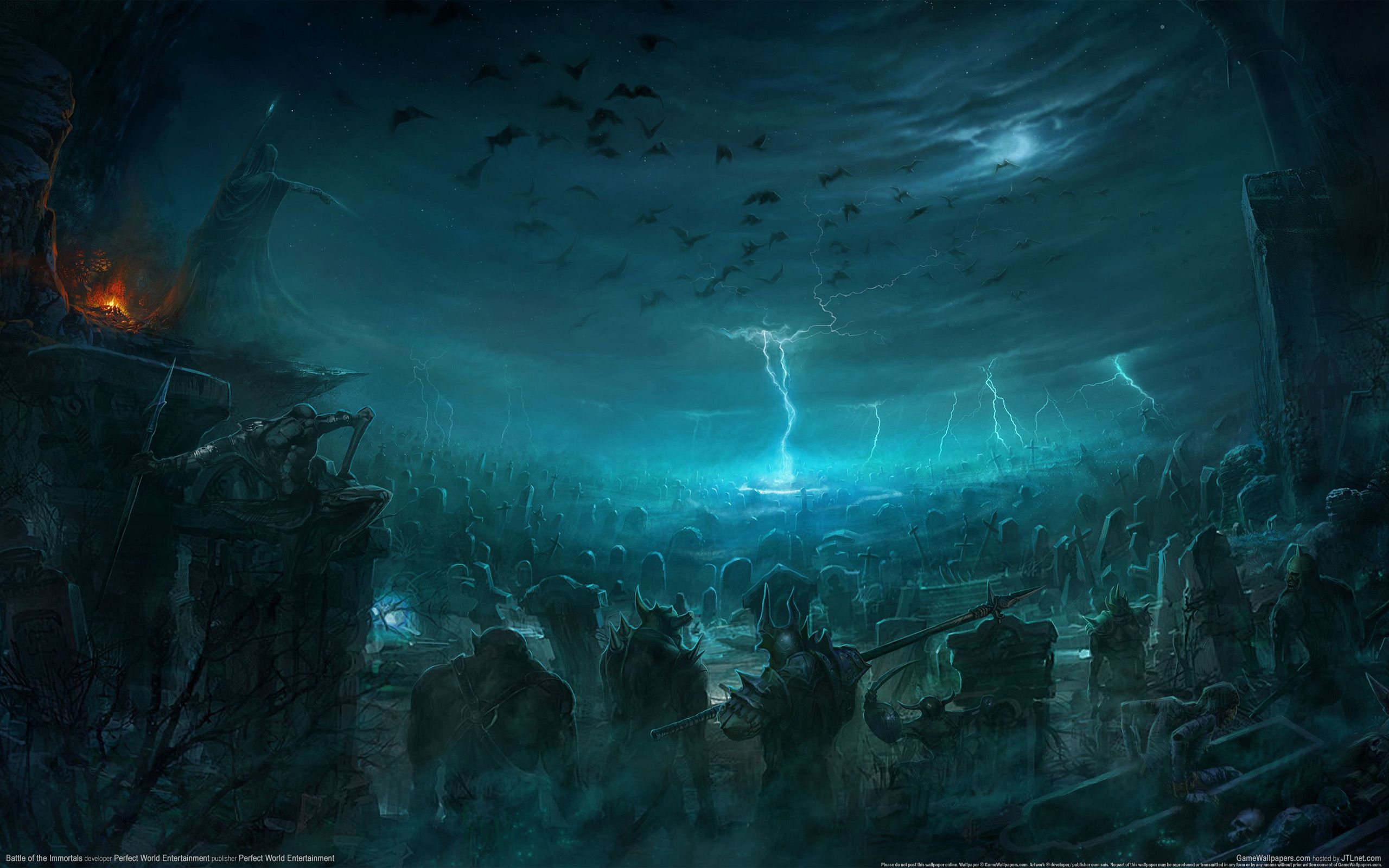 Battaglia epica notturna fantasy, 2560x1600 2K, Laptop