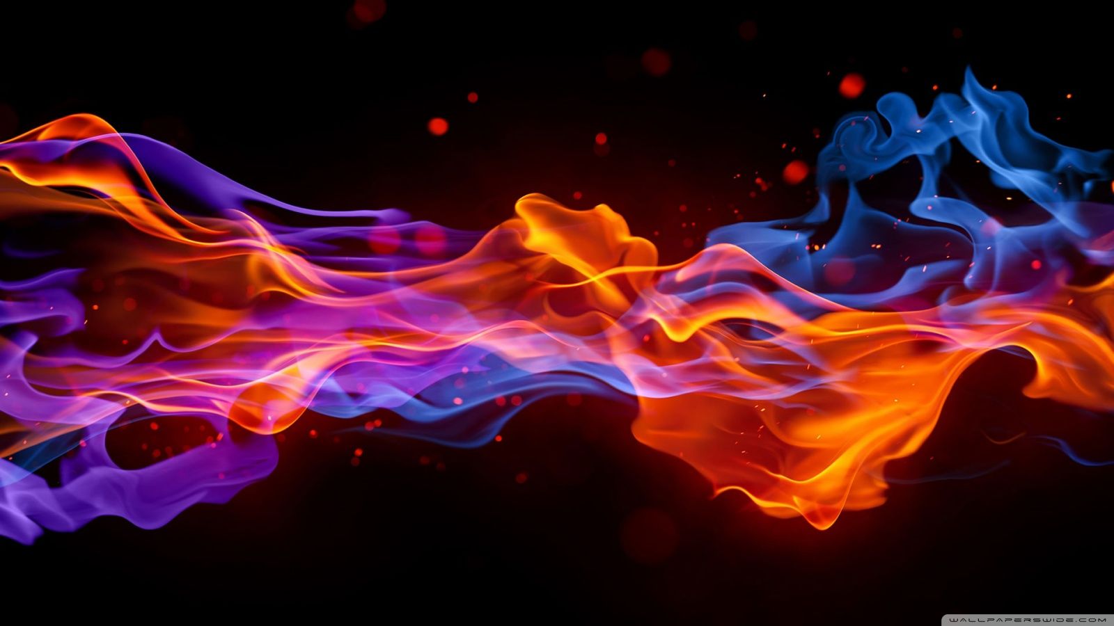 Fiamme astratte arancioni e blu, 1600x900 HD, Desktop