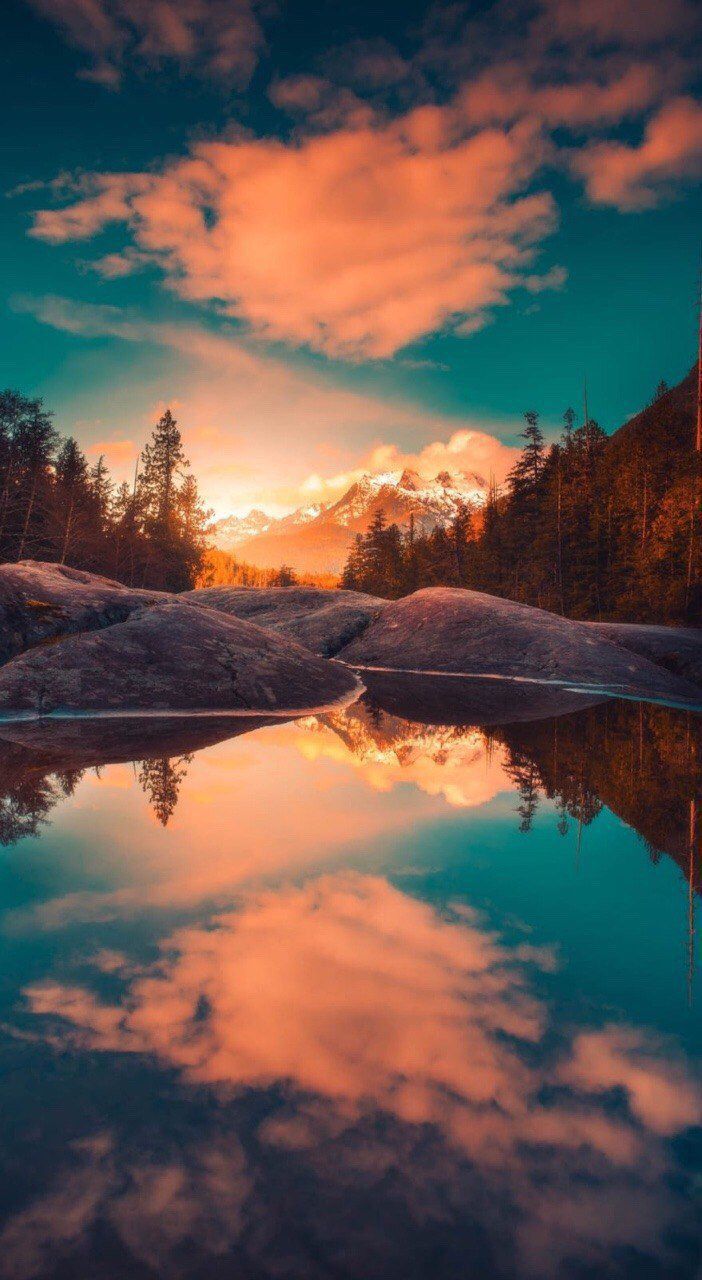 Lago montano tramonto autunnale, 702x1280 Full HD Verticale, iPhone