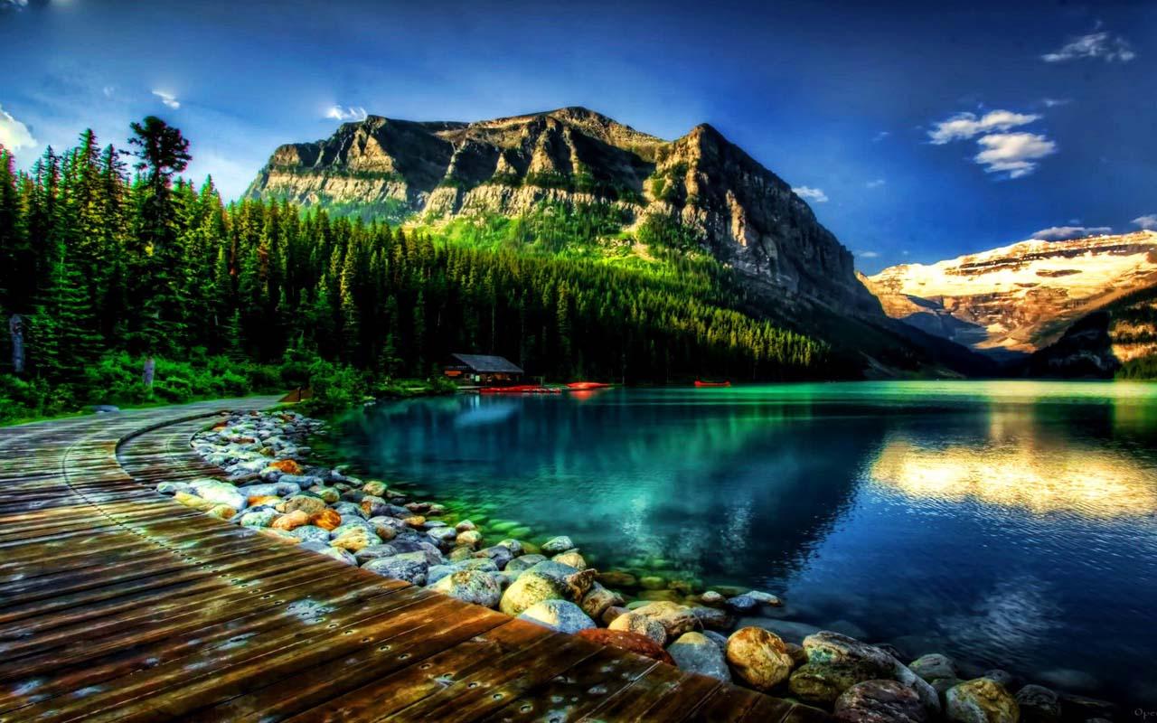 Lago di montagna con molo, 1280x800 HD, Notebook Gaming