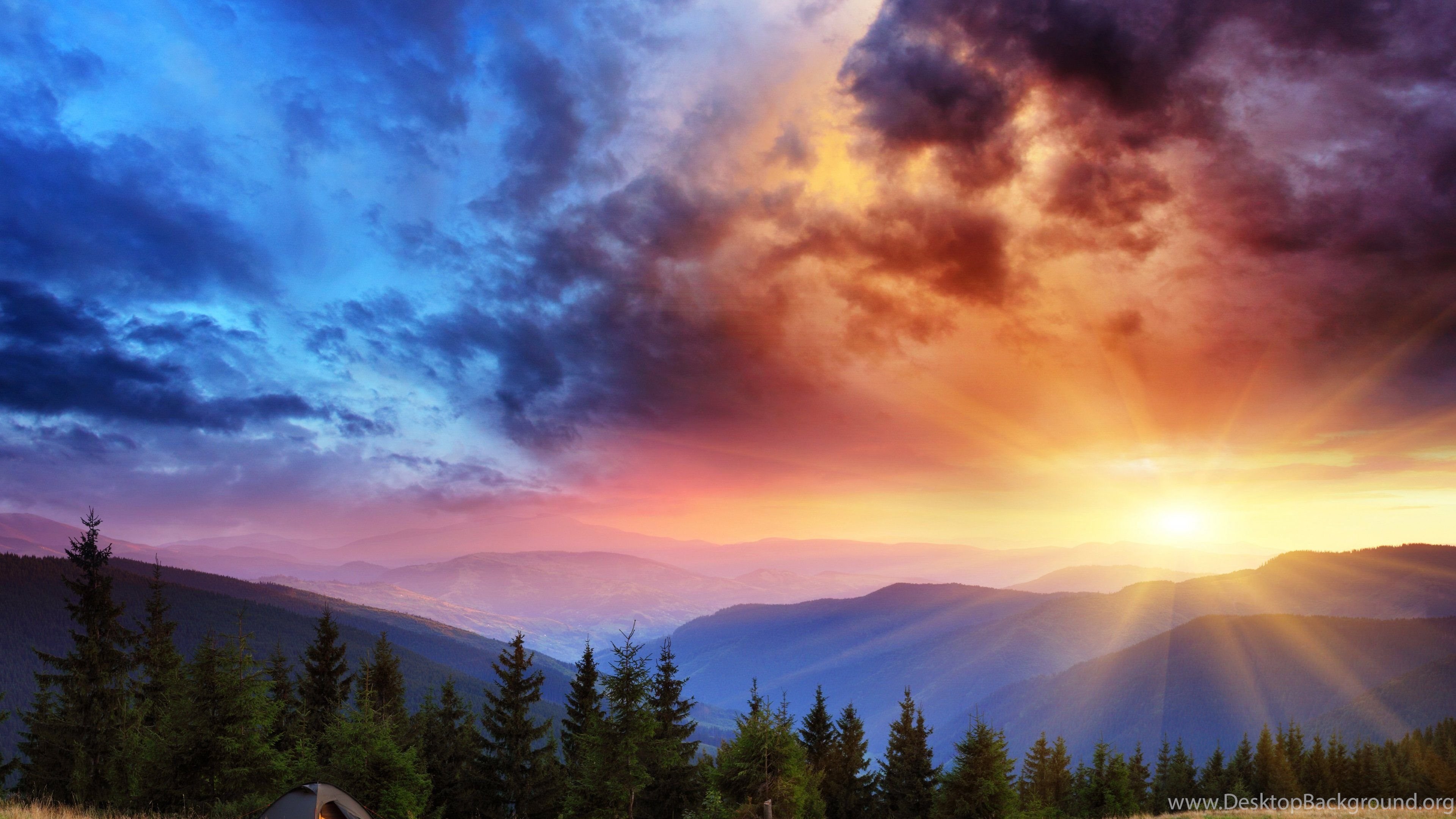 Alba montagna cielo colorato, 3840x2160 4K Ultra HD, Monitor 4K