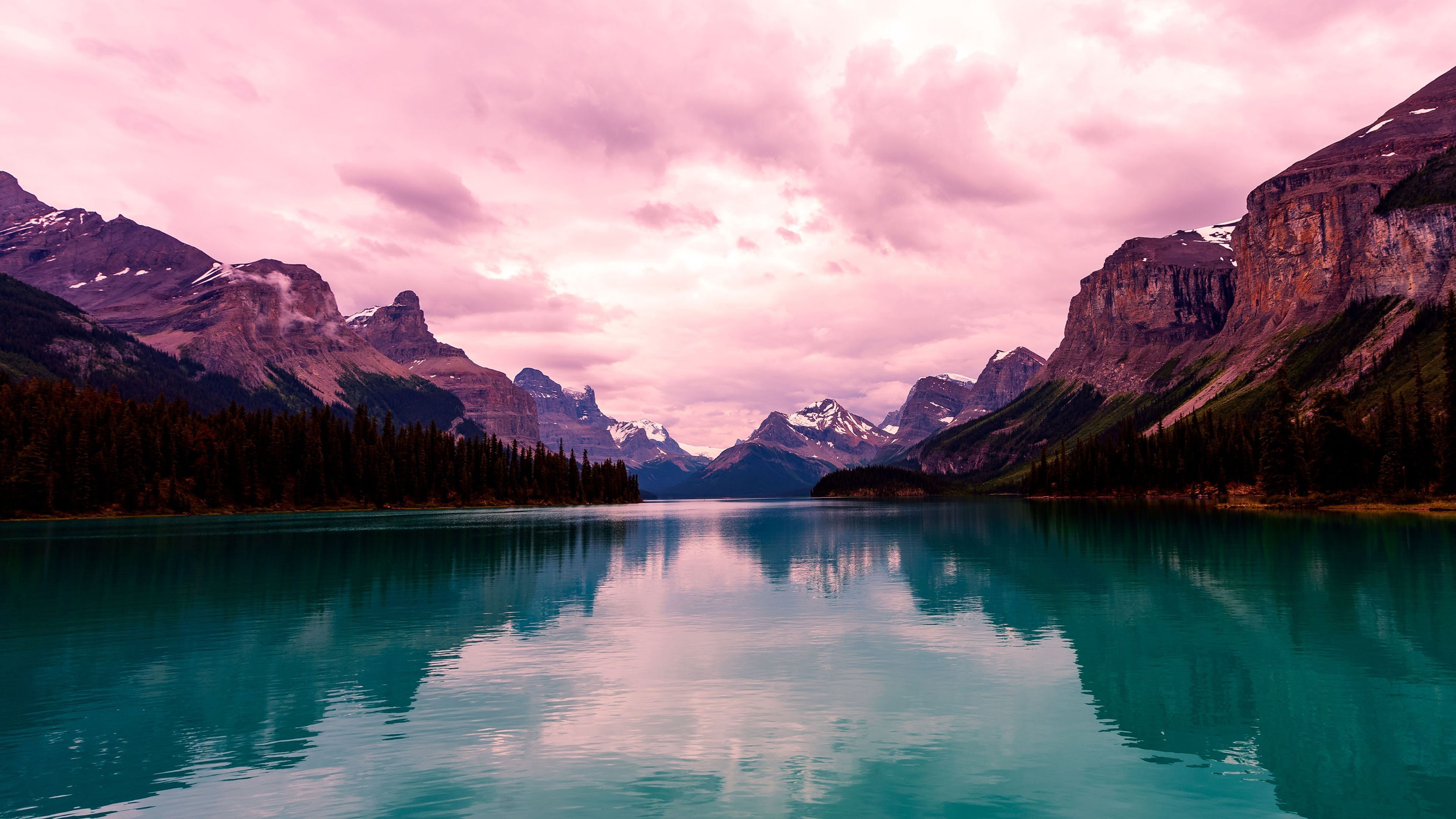 Lago turchese tra montagne rosa, 3840x2160 UHD, PC 4K