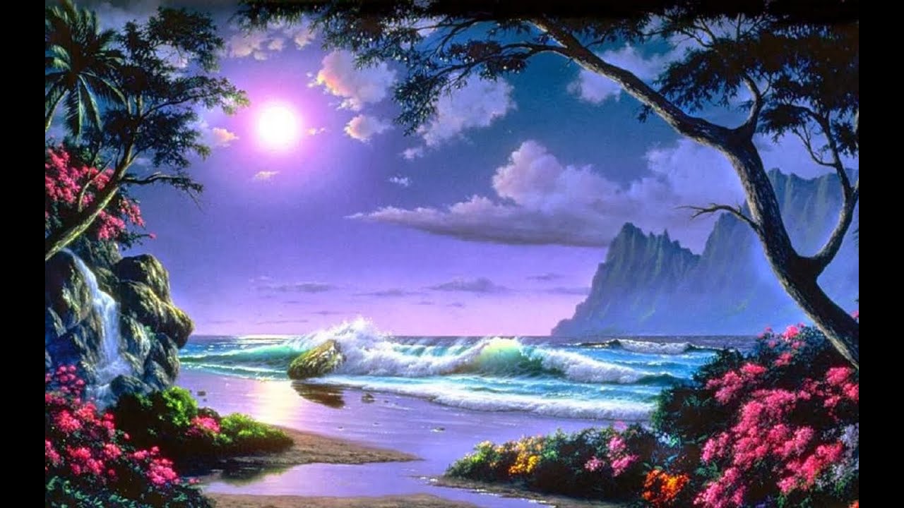 Paesaggio marino fantasy notturno, 1280x720 720p, iMac