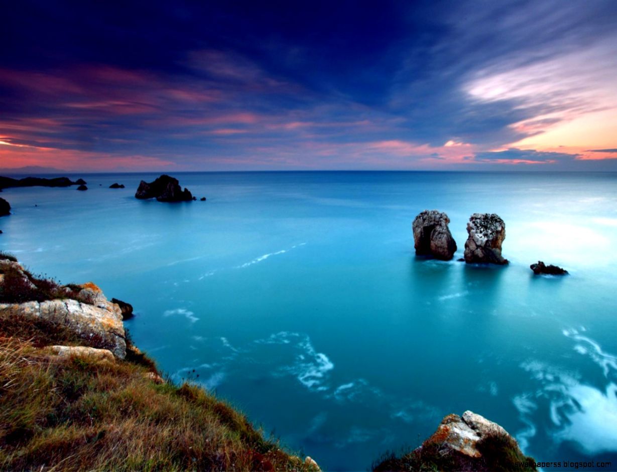 Mare al tramonto con scogli, 1229x941 HD, Desktop