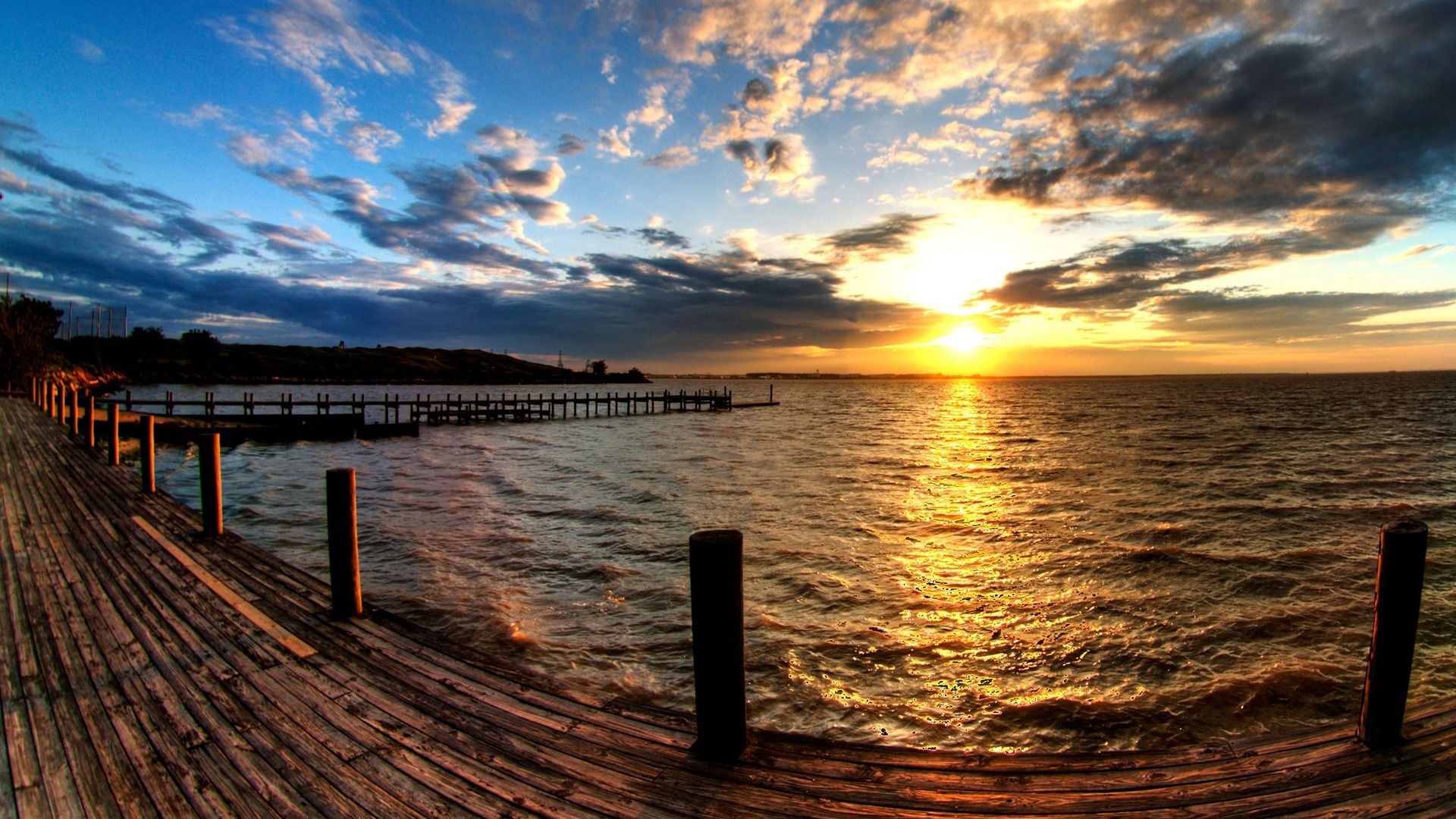 Tramonto sul molo di legno, 1920x1080 Full HD 1080p, PC