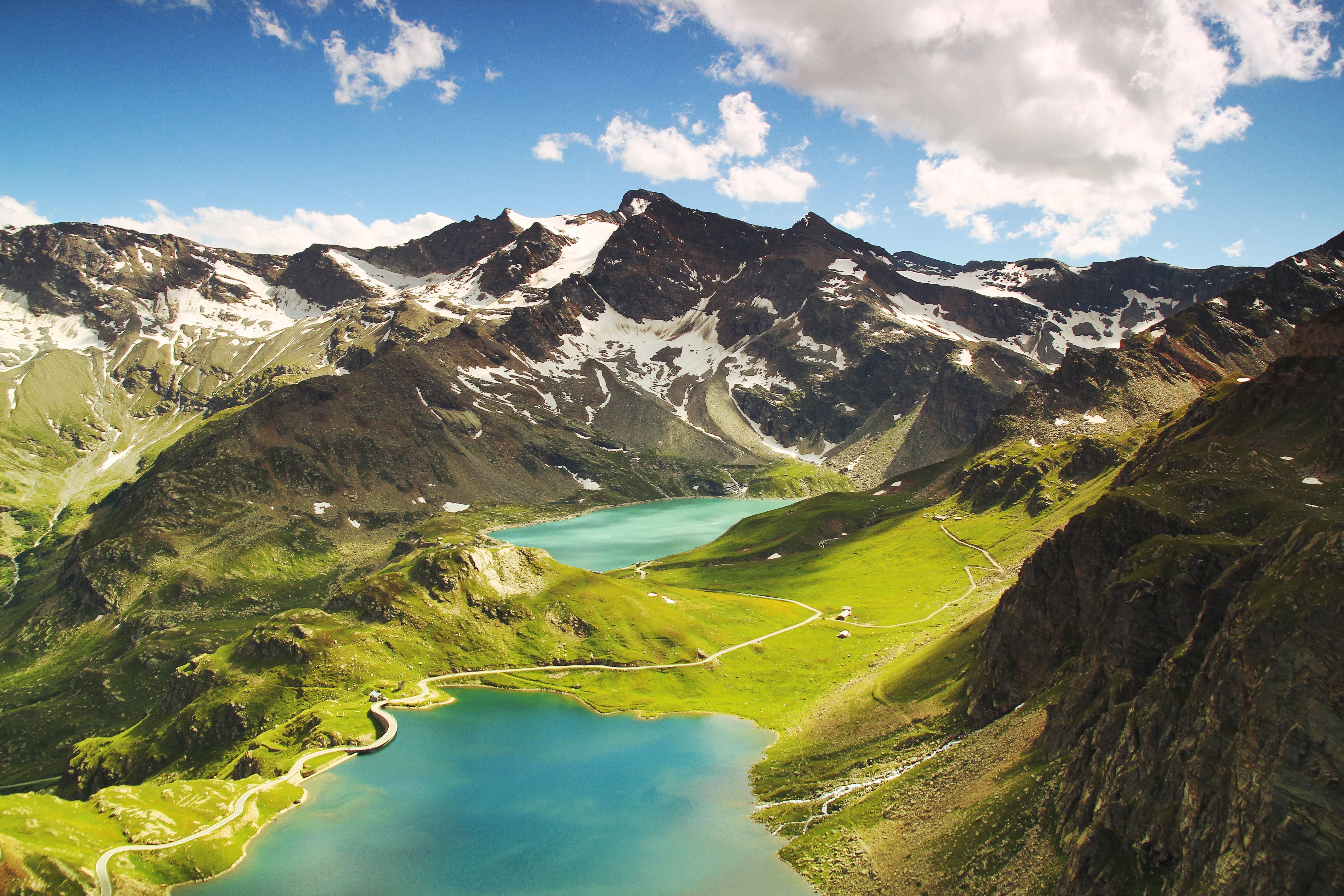 Vista aerea laghi alpini montagna, 5184x3456 4K, PC Desktop