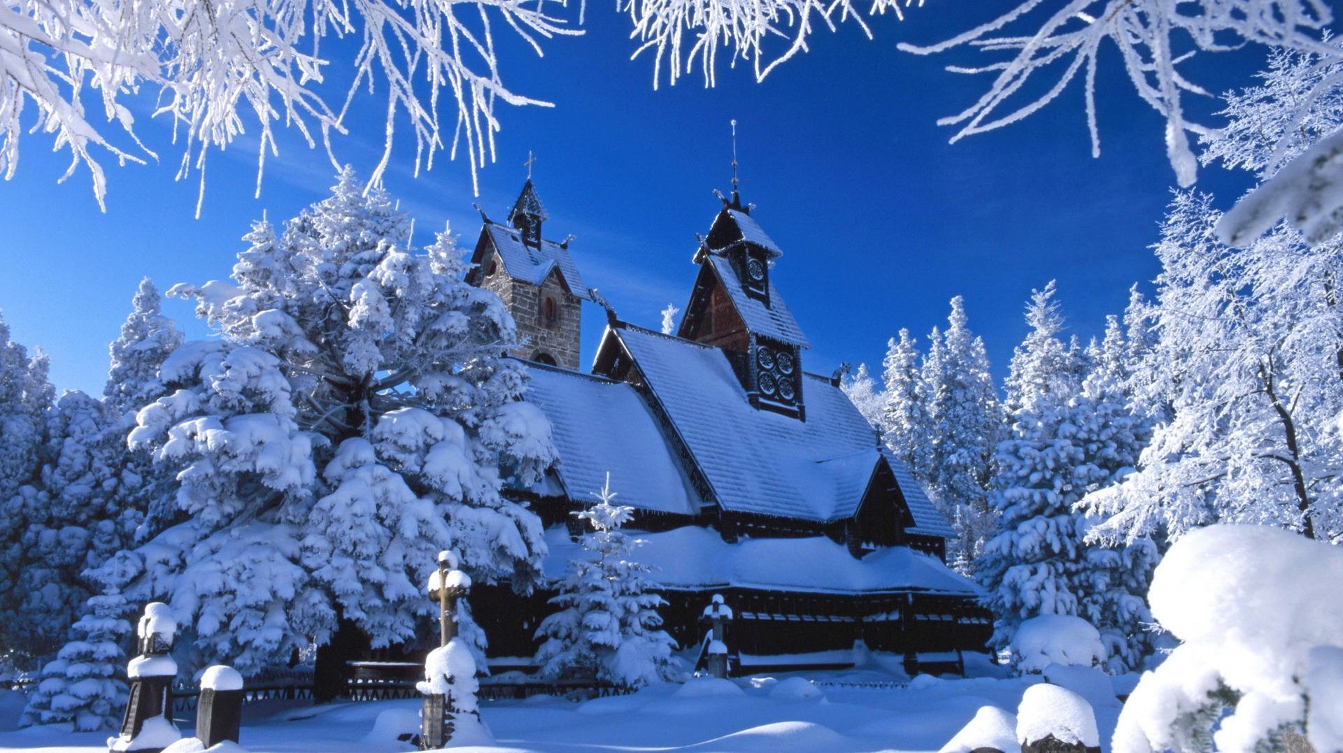 Chiesa in legno innevata, 1920x1077 Full HD, Laptop