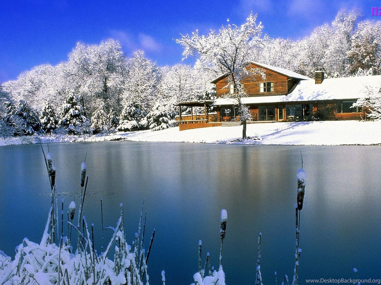 Casa di legno innevata sul lago, 1600x1200 HD Ready, Desktop
