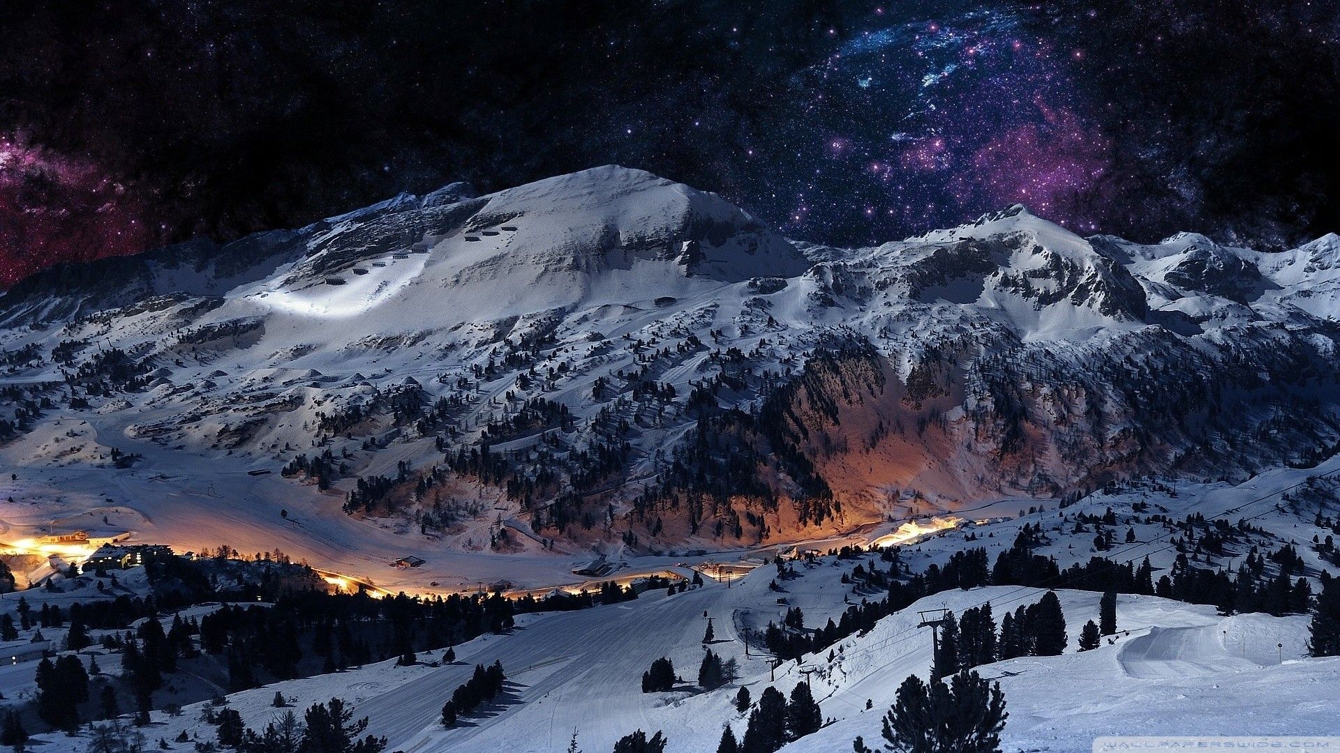 Montagna innevata con cielo stellato, 1920x1080 Full HD 1080p, PC Desktop