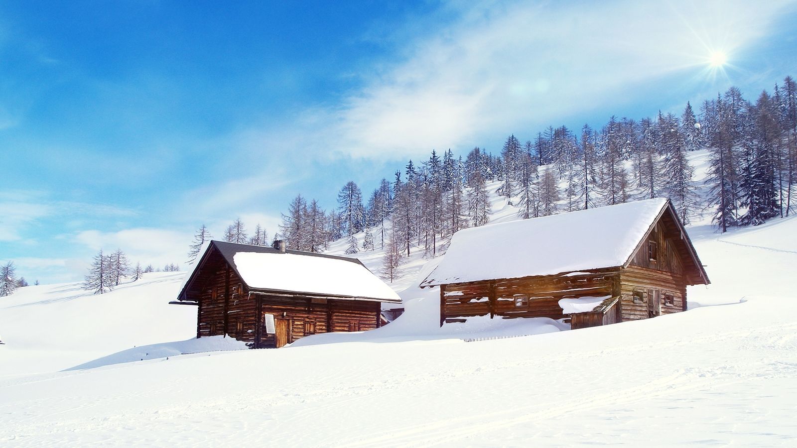 Baite di montagna innevate, 1600x900 HD Ready, Desktop